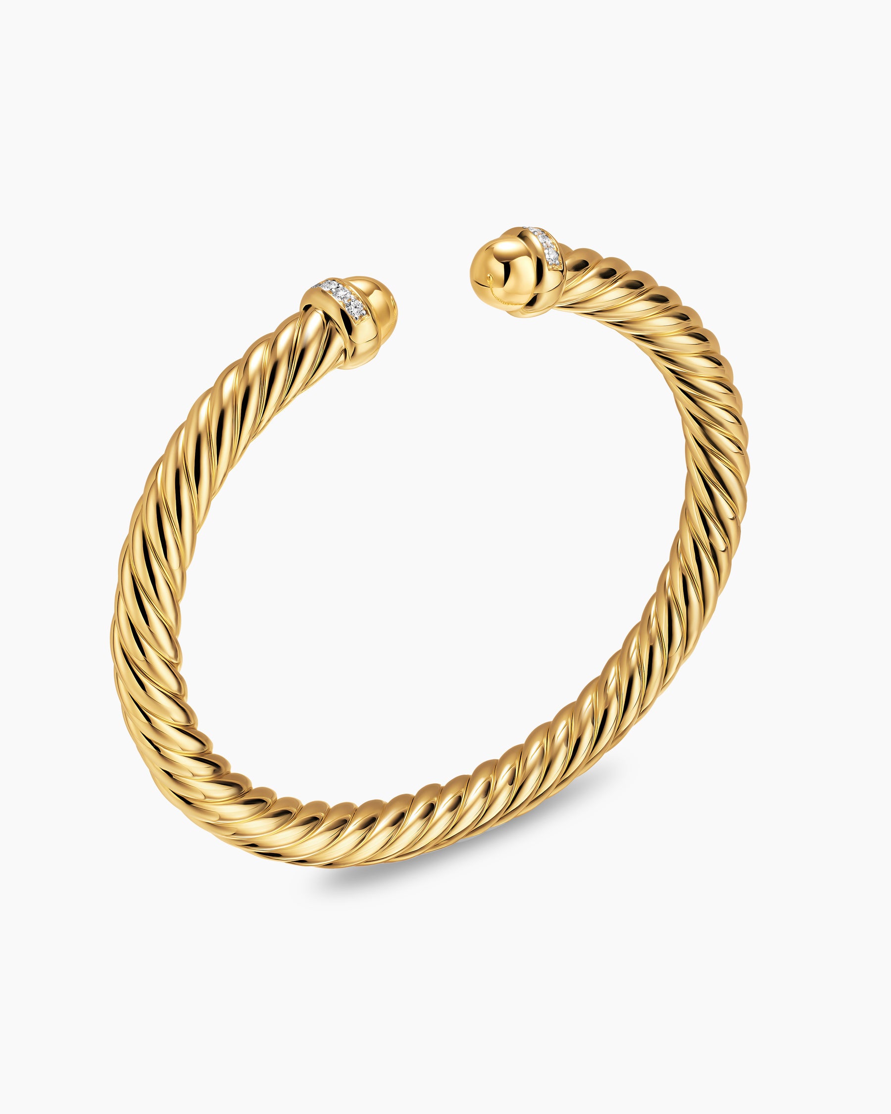 Cablespira Flex Bracelet in 18K Yellow Gold with Gold Domes and Diamonds, 6mm - Image 3