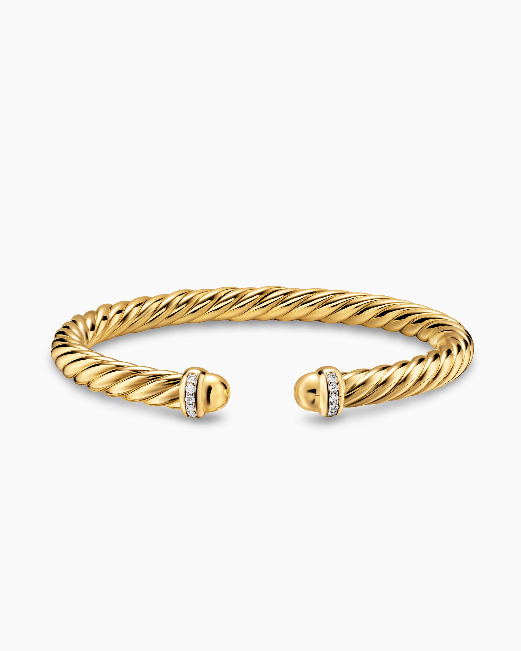 Cablespira Flex Bracelet in 18K Yellow Gold with Gold Domes and Diamonds, 6mm - Image 4