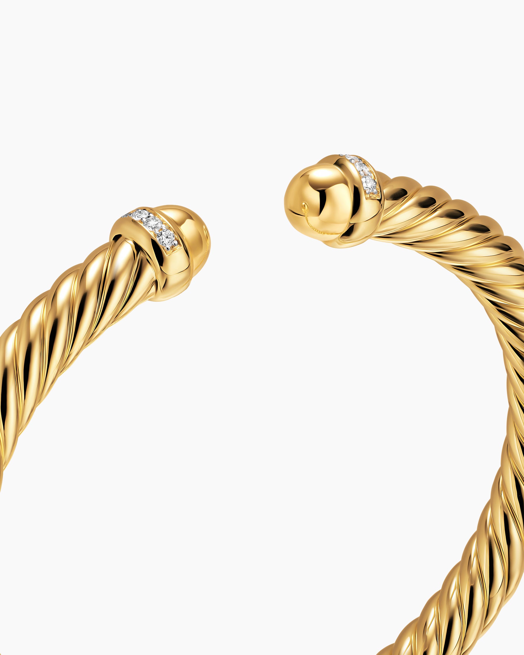 Cablespira Flex Bracelet in 18K Yellow Gold with Gold Domes and Diamonds, 6mm - Image 5