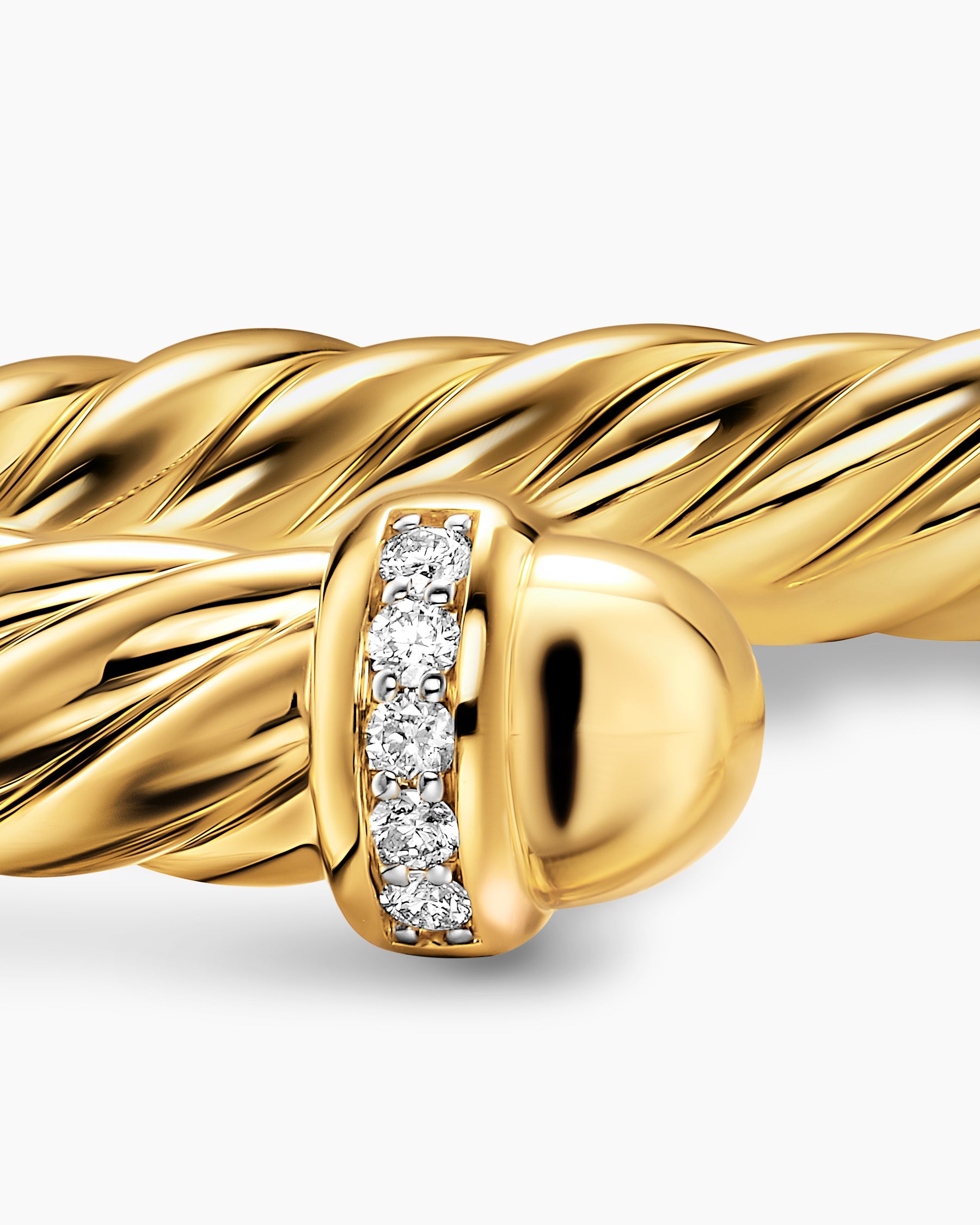 Cablespira Flex Bracelet in 18K Yellow Gold with Gold Domes and Diamonds, 6mm - Image 6