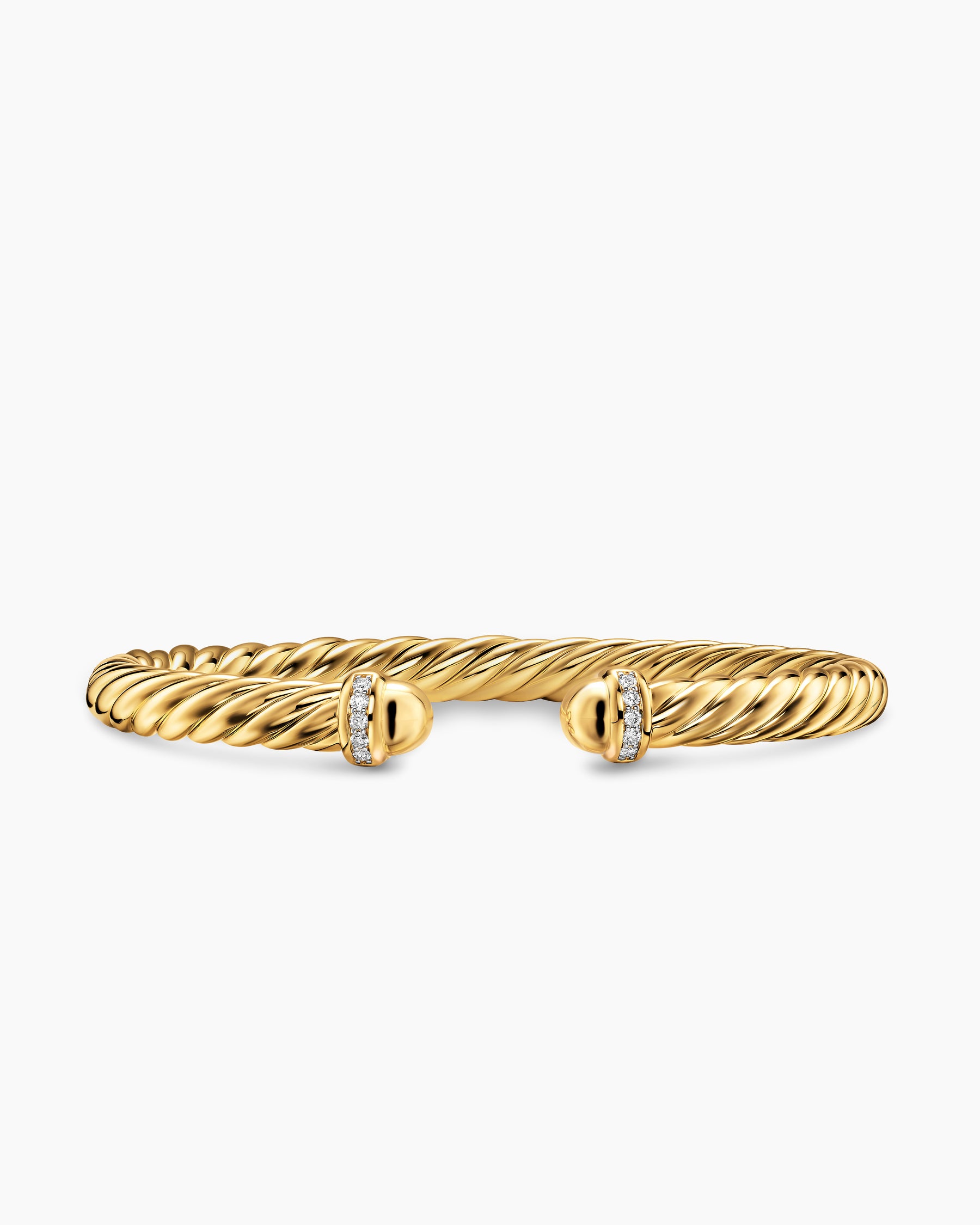 Cablespira Flex Bracelet in 18K Yellow Gold with Gold Domes and Diamonds, 6mm