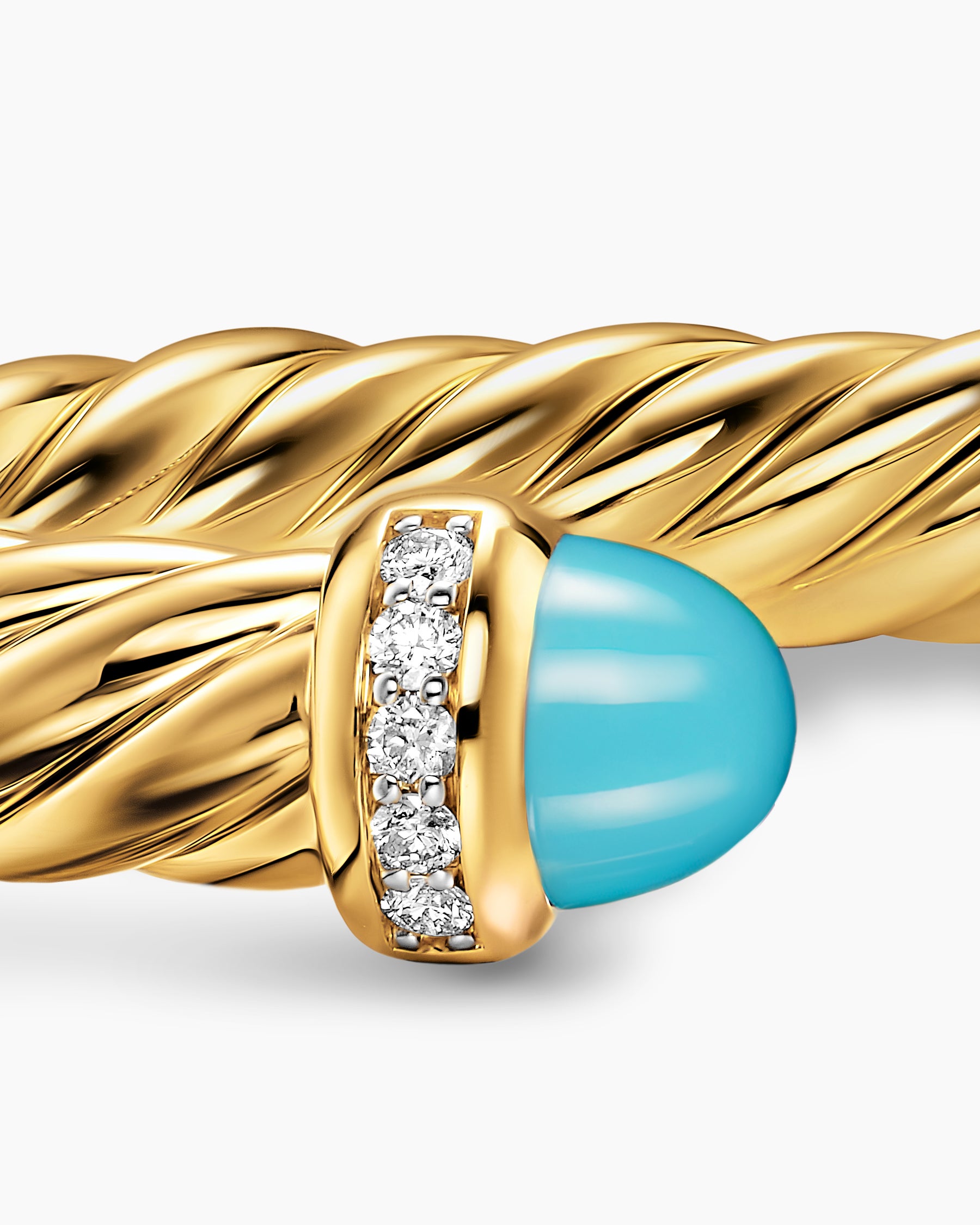 Cablespira Flex Bracelet in 18K Yellow Gold with Turquoise and Diamonds, 6mm - Image 6