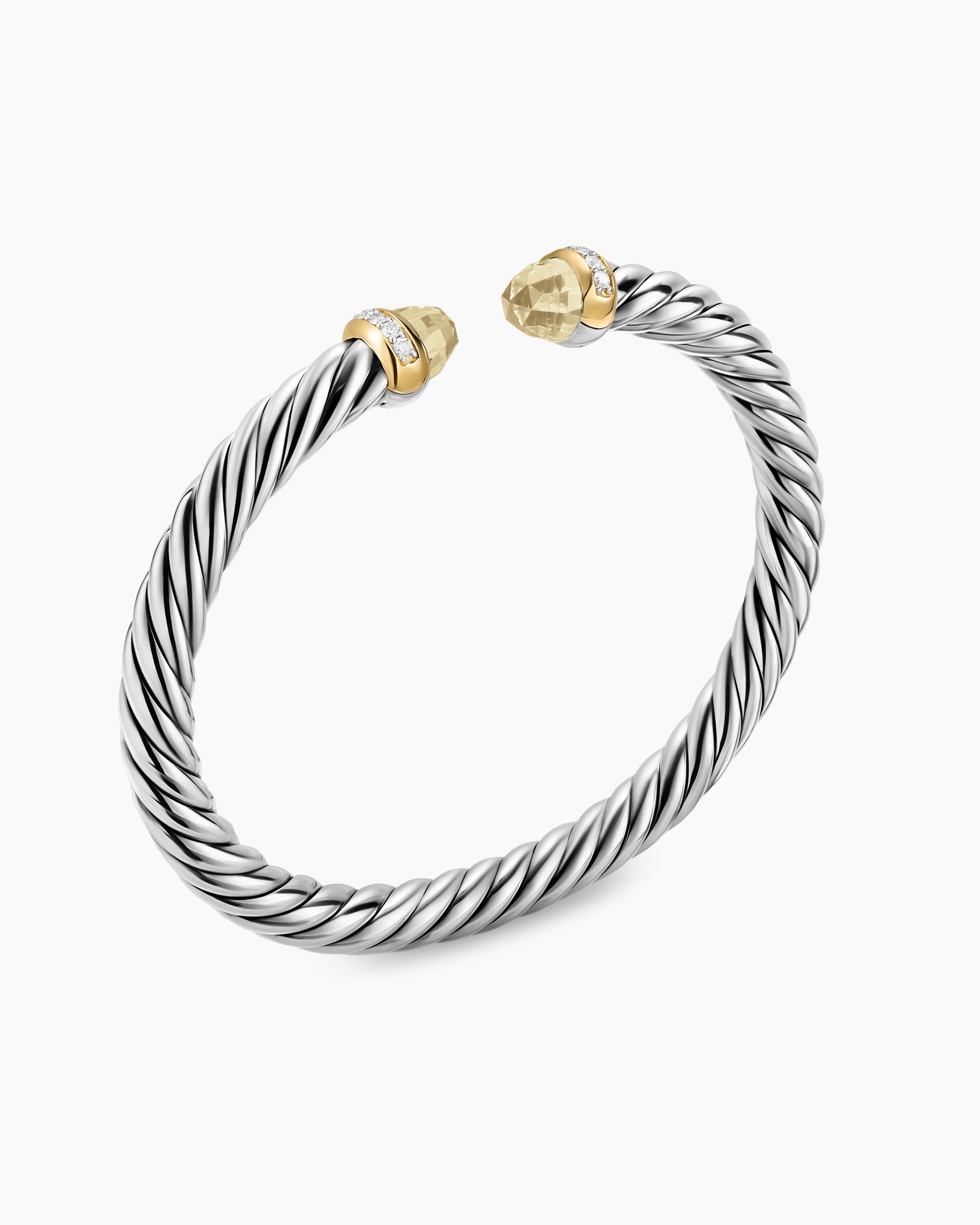 Alternative view of Cable Flex Bracelet in Sterling Silver with 14K Yellow Gold, Champagne Citrine and Diamonds, 6mm