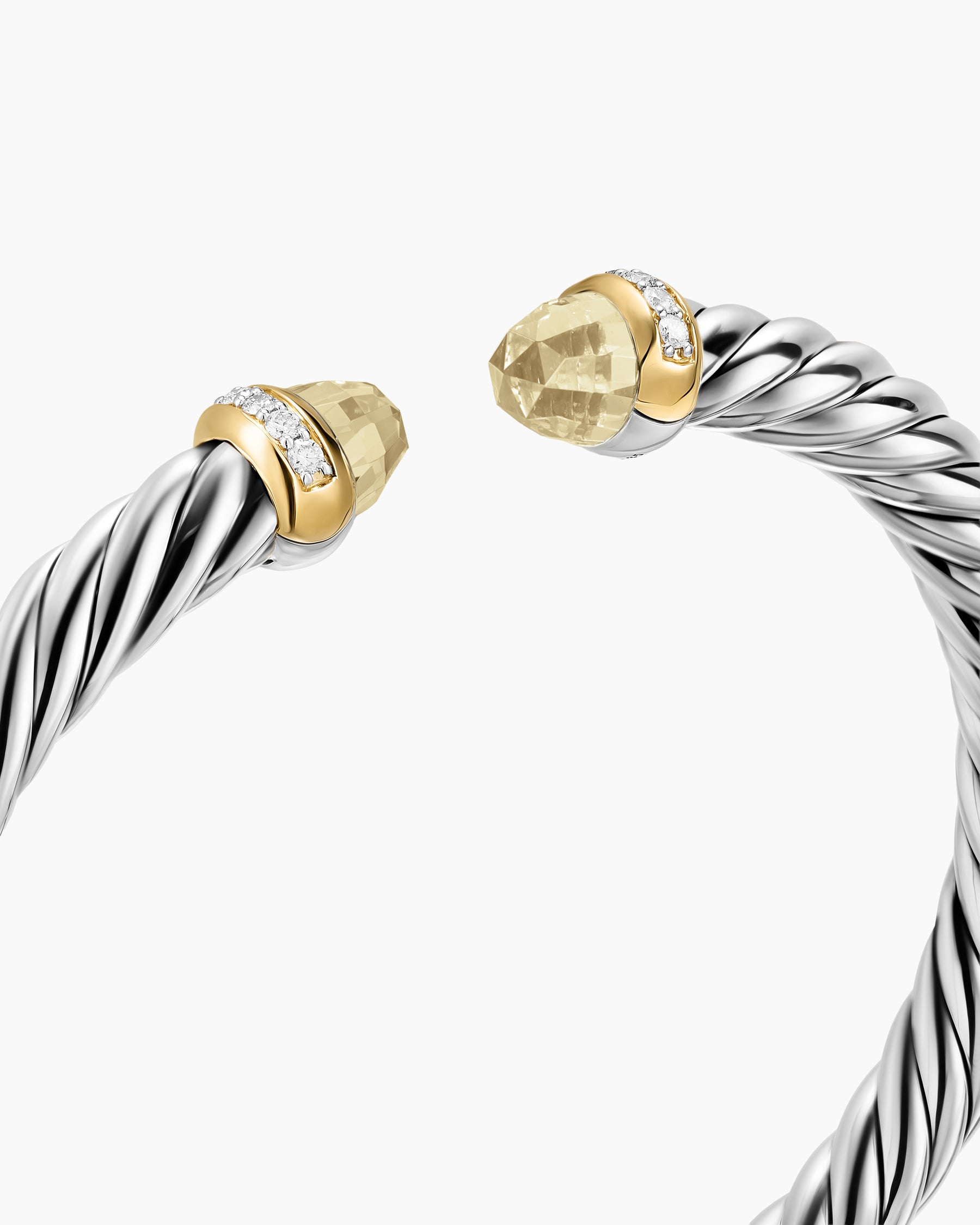 Cable Flex Bracelet in Sterling Silver with 14K Yellow Gold, Champagne Citrine and Diamonds, 6mm - Image 4