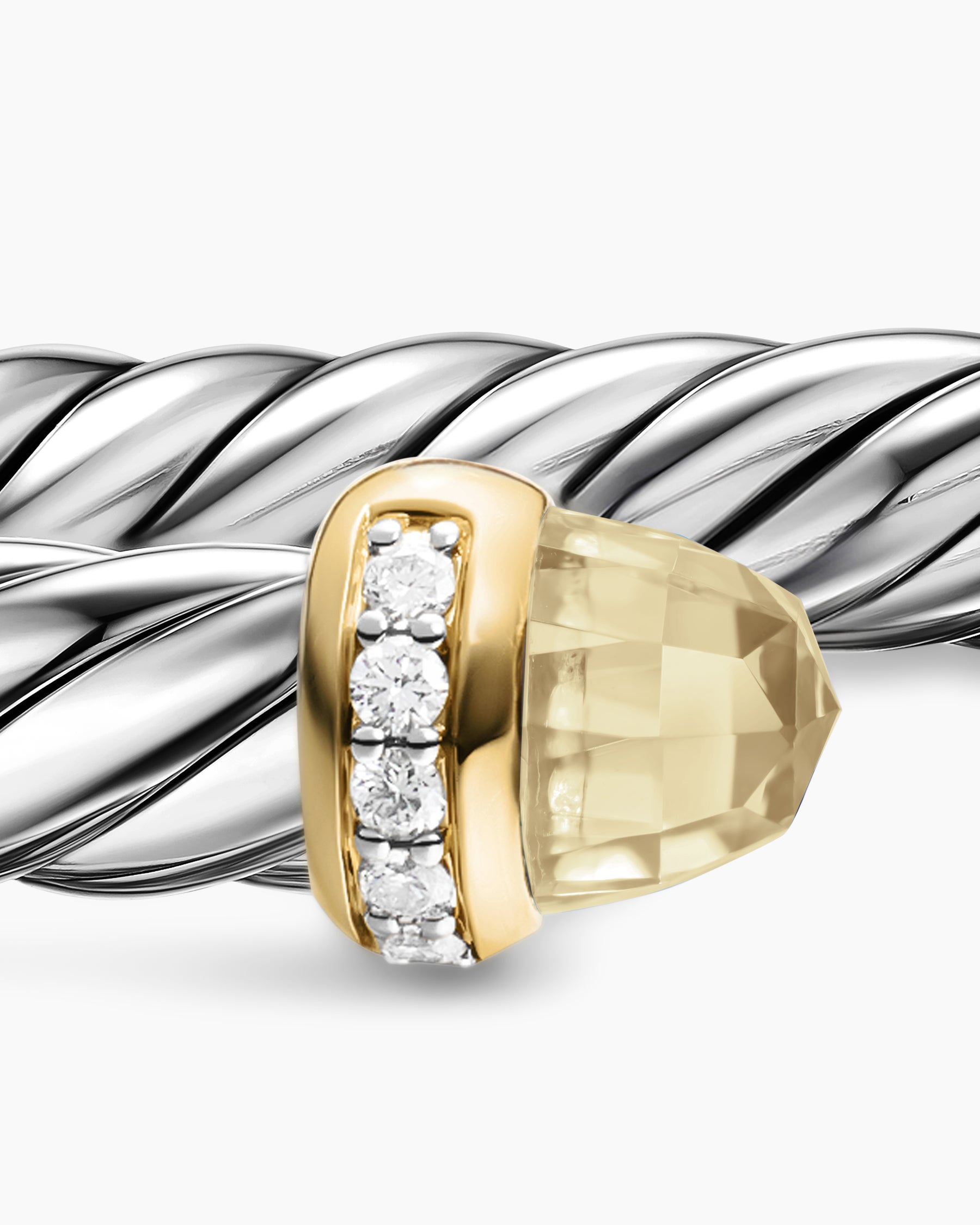 Cable Flex Bracelet in Sterling Silver with 14K Yellow Gold, Champagne Citrine and Diamonds, 6mm - Image 5