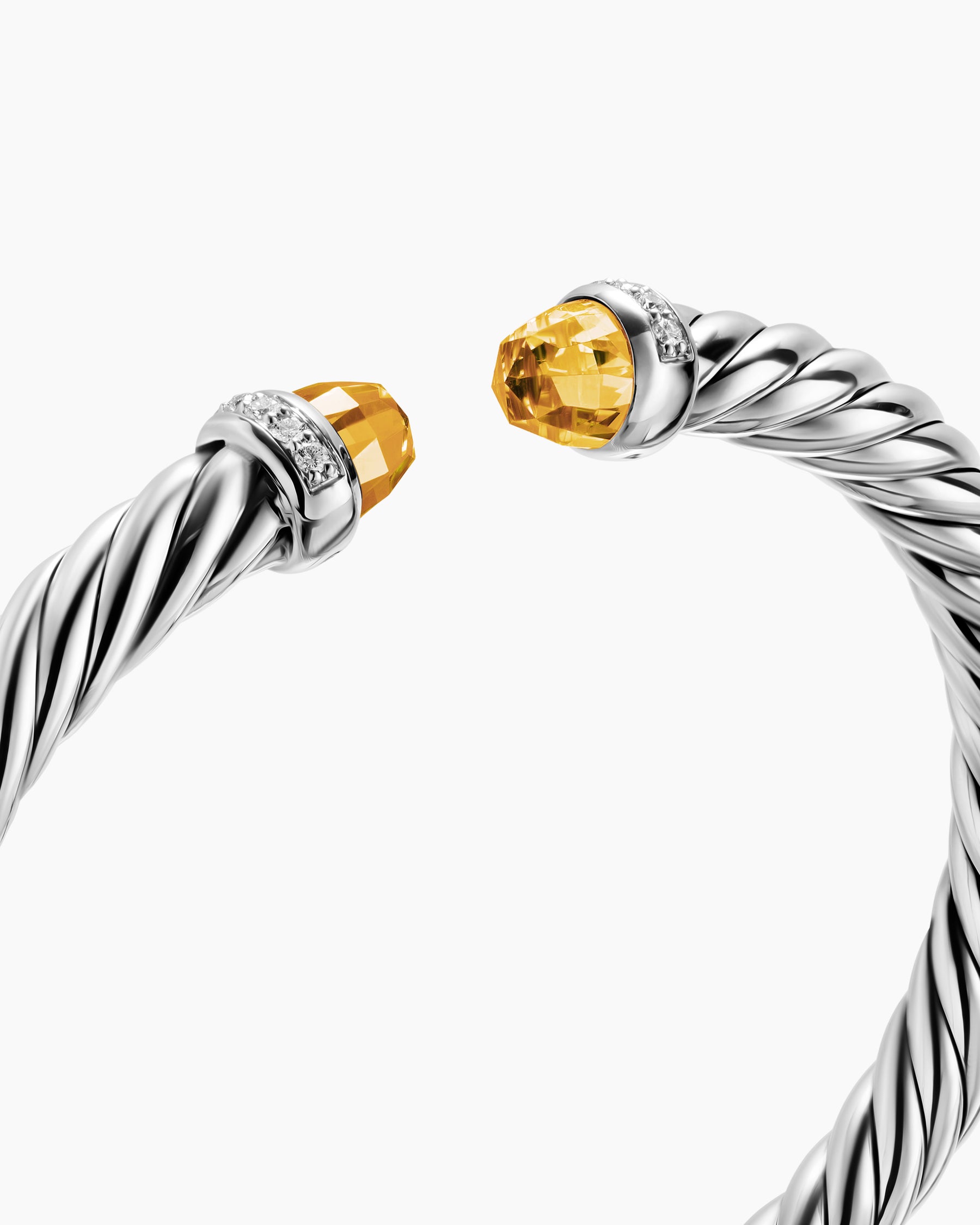Cable Flex Bracelet in Sterling Silver with Citrine and Diamonds, 6mm - Image 5