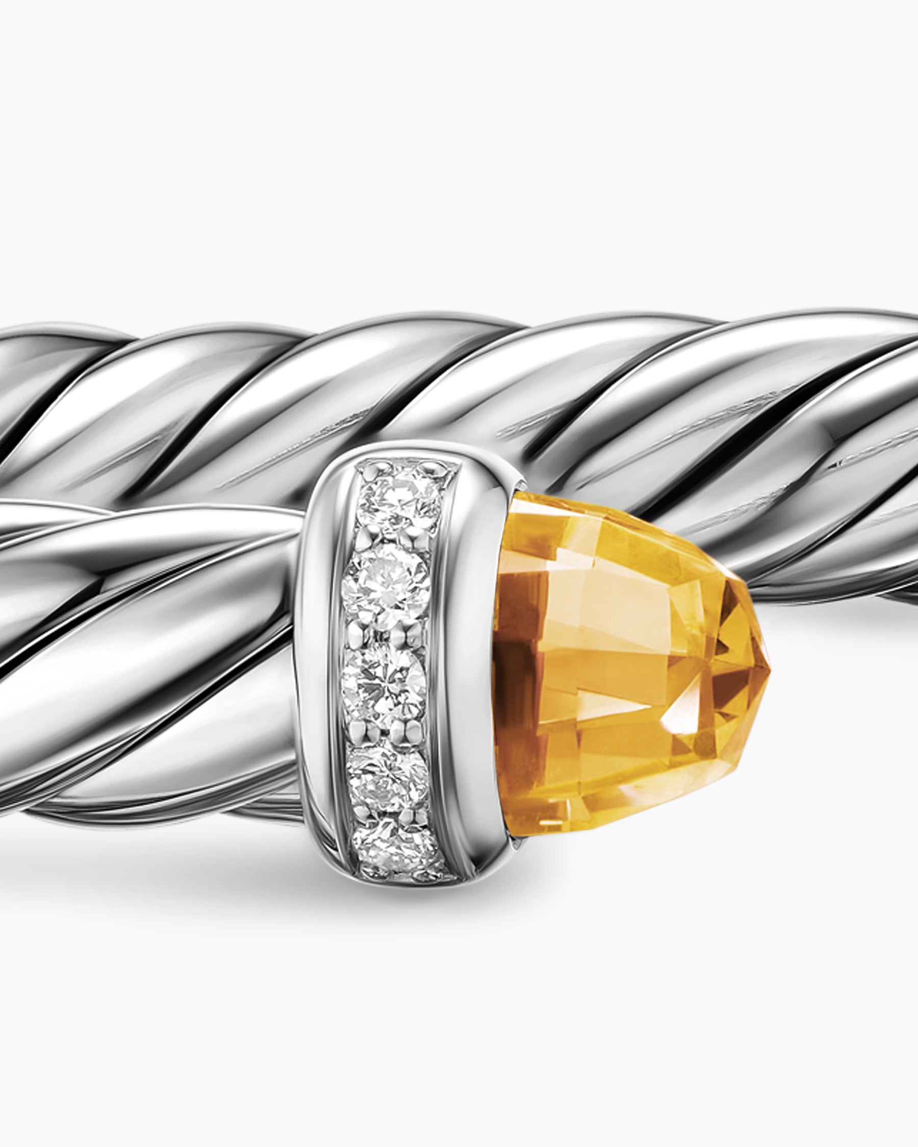 Cable Flex Bracelet in Sterling Silver with Citrine and Diamonds, 6mm - Image 6
