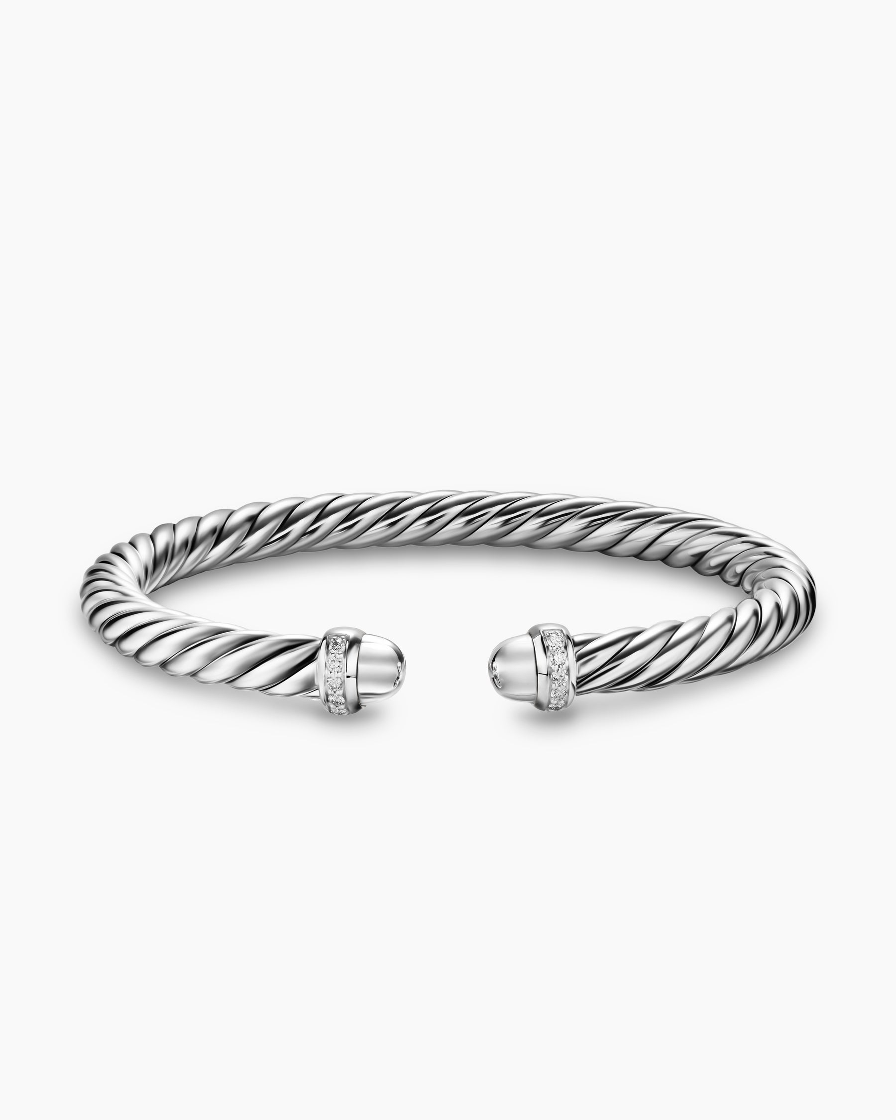 Cable Flex Bracelet in Sterling Silver with Diamonds, 6mm - Image 4