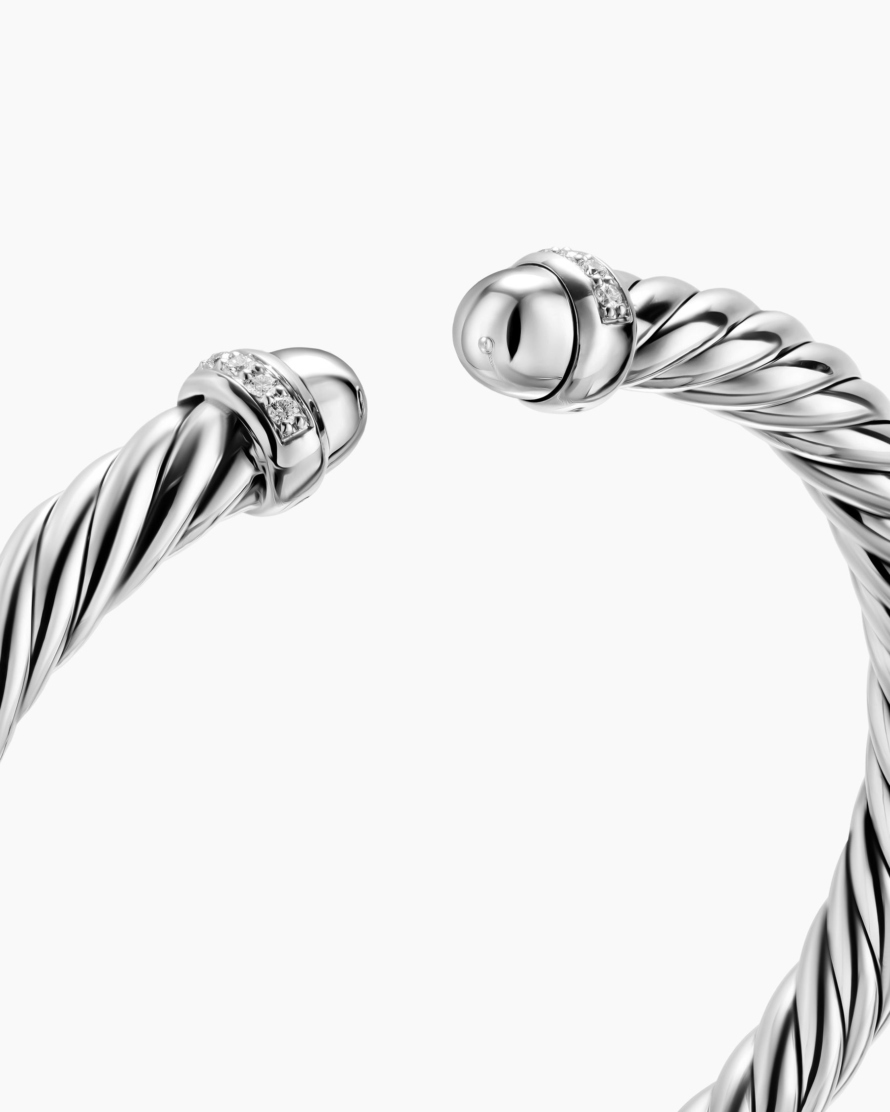 Cable Flex Bracelet in Sterling Silver with Diamonds, 6mm - Image 5