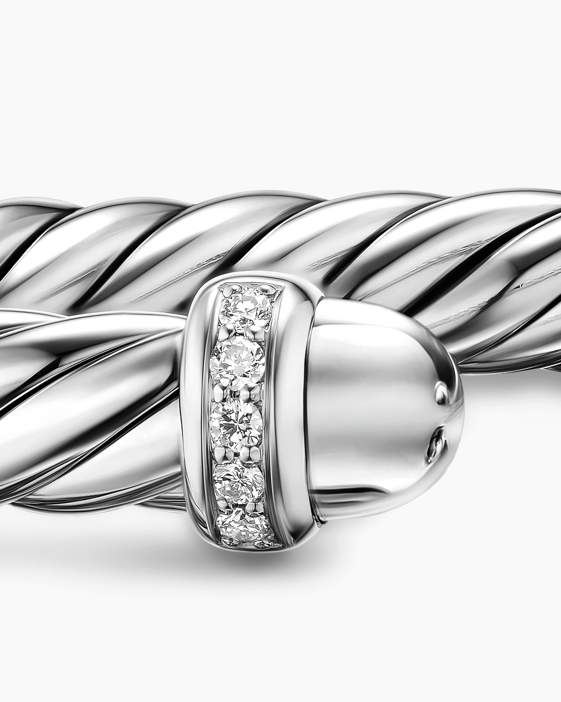 Cable Flex Bracelet in Sterling Silver with Diamonds, 6mm - Image 6
