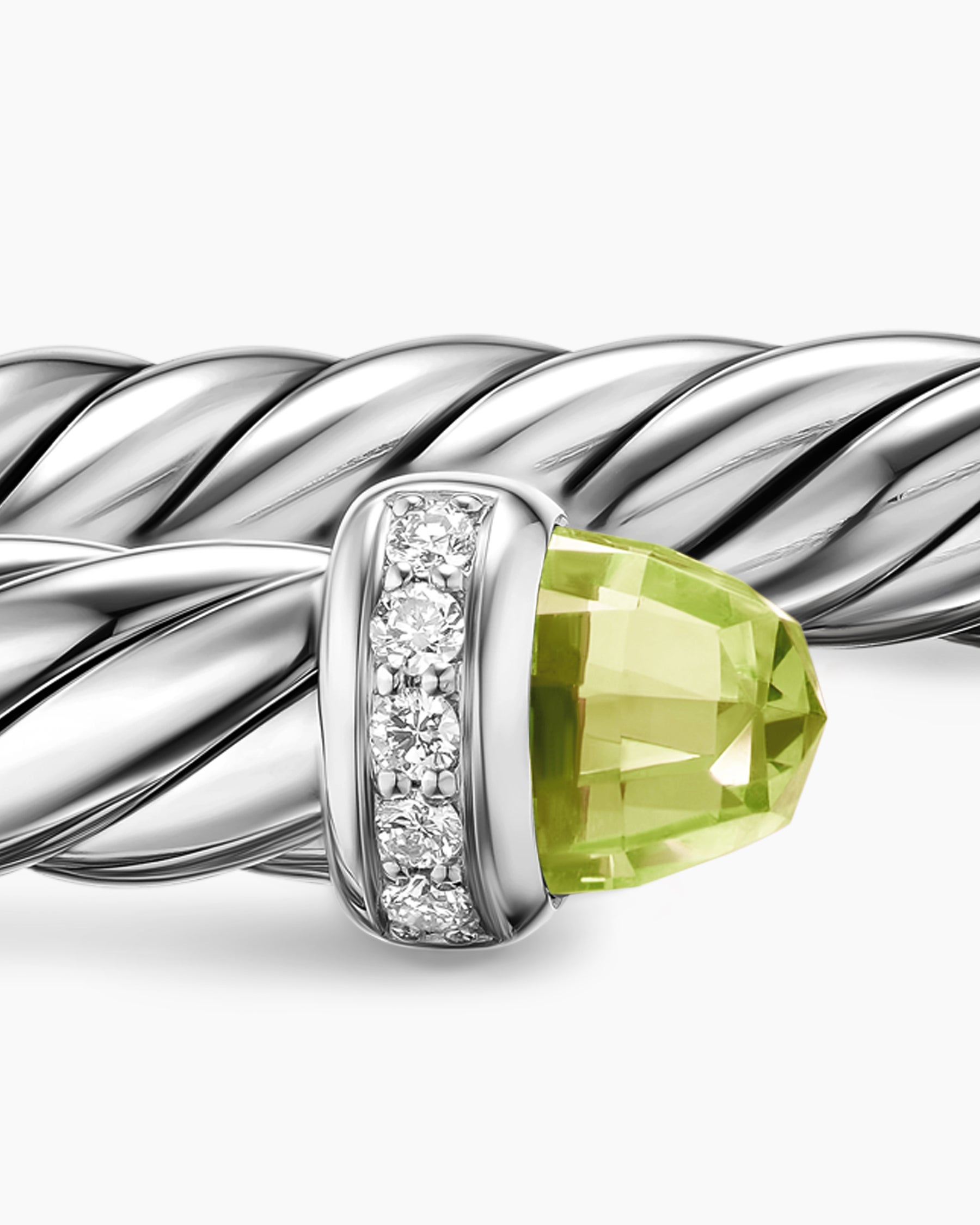Cable Flex Bracelet in Sterling Silver with Peridot and Diamonds, 6mm - Image 6