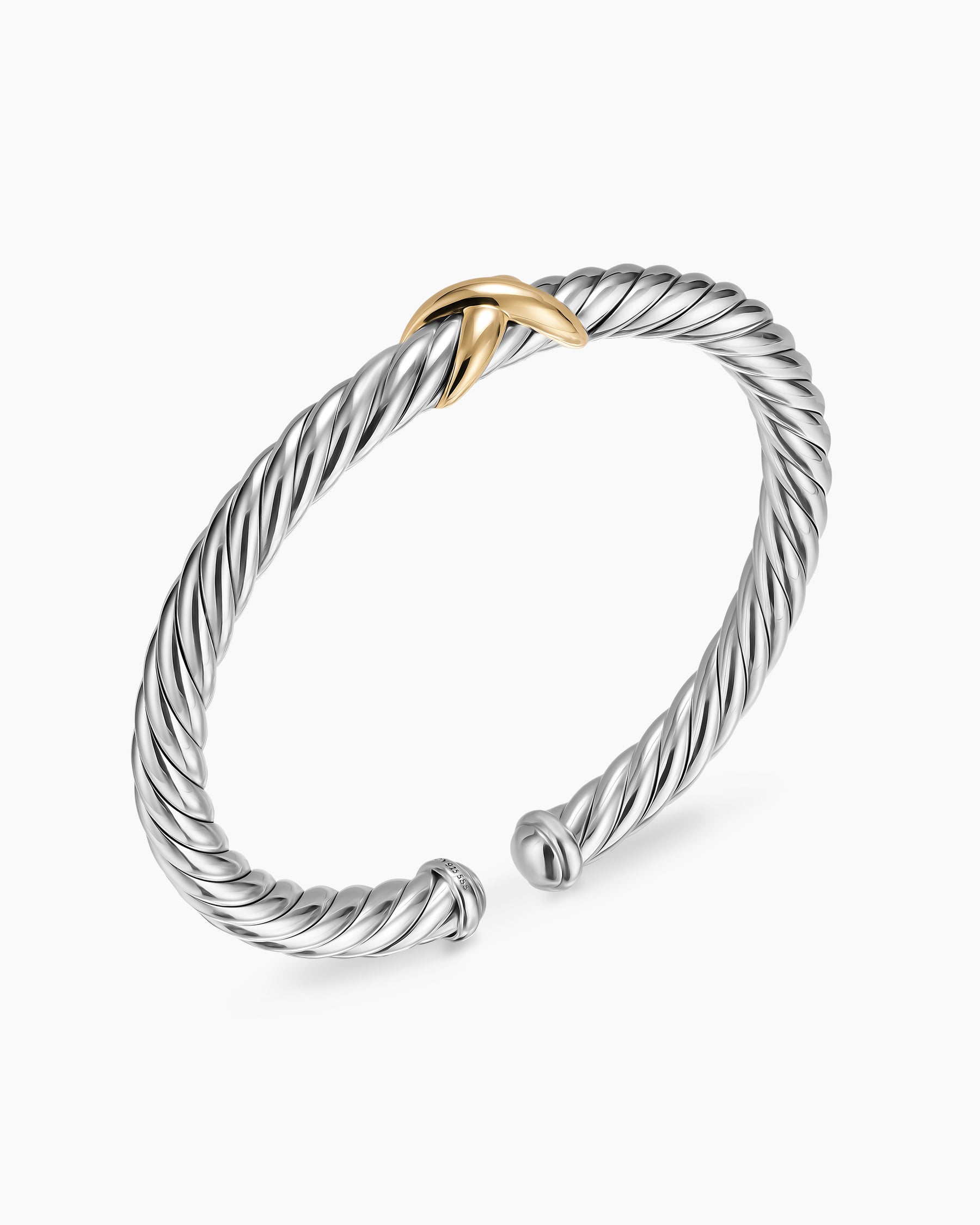 Cable Flex X Bracelet in Sterling Silver with 14K Yellow Gold, 6mm - Image 3