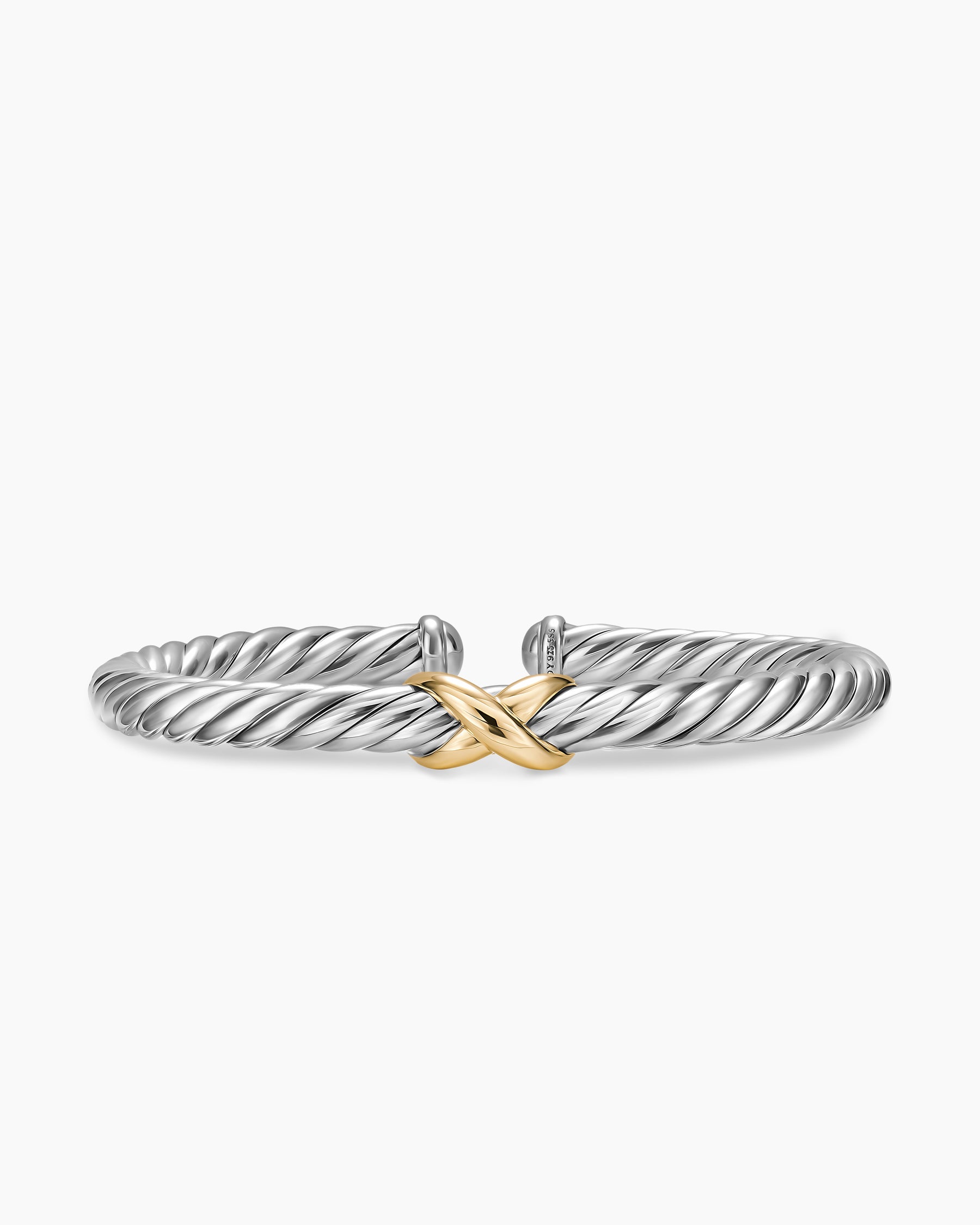 Cable Flex X Bracelet in Sterling Silver with 14K Yellow Gold, 6mm