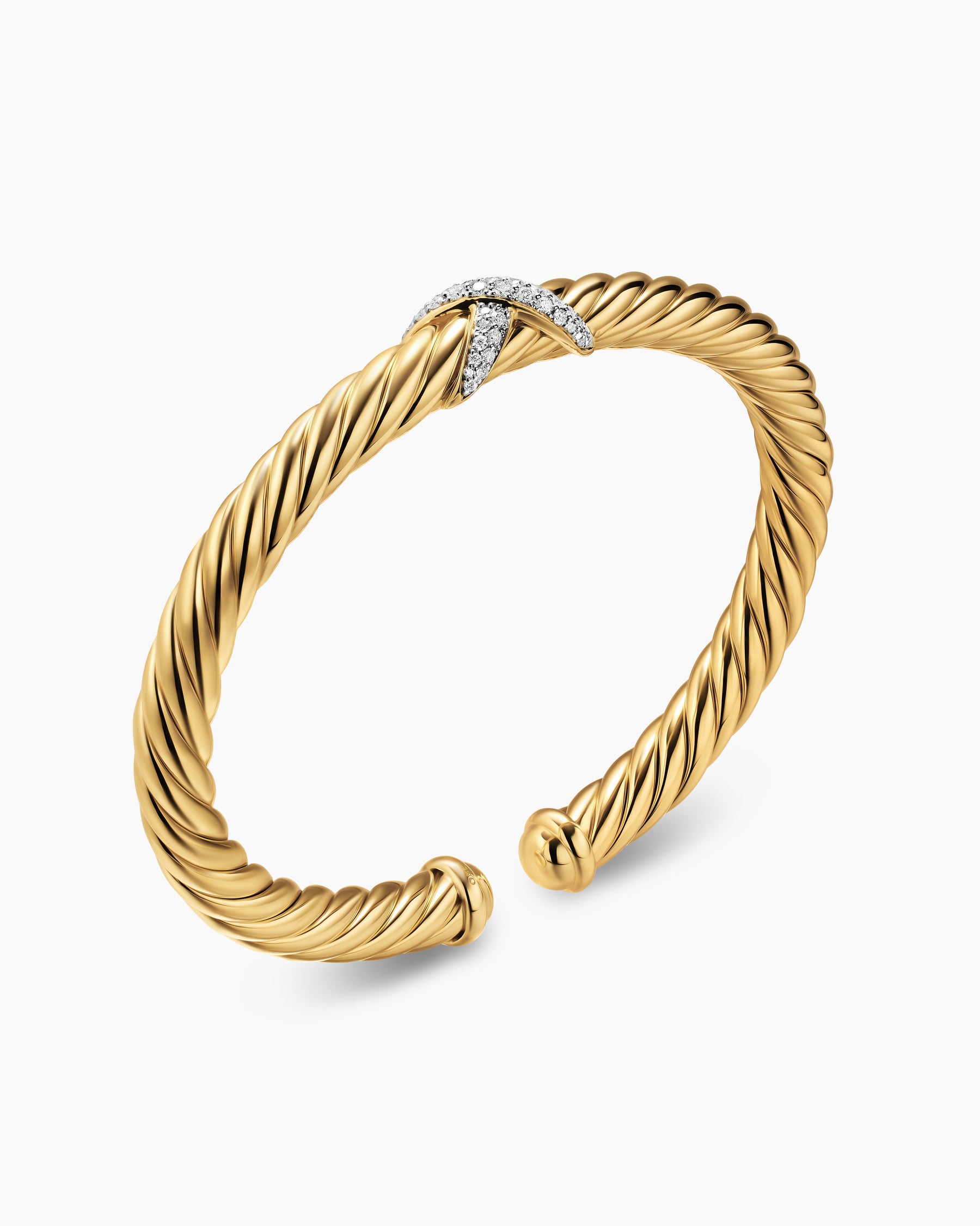 Alternative view of Cablespira Flex X Bracelet in 18K Yellow Gold with Diamonds, 6mm