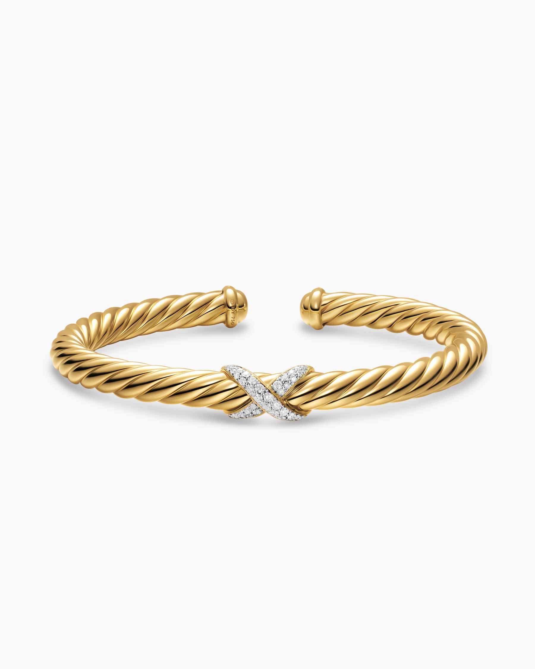 Cablespira Flex X Bracelet in 18K Yellow Gold with Diamonds, 6mm - Image 3