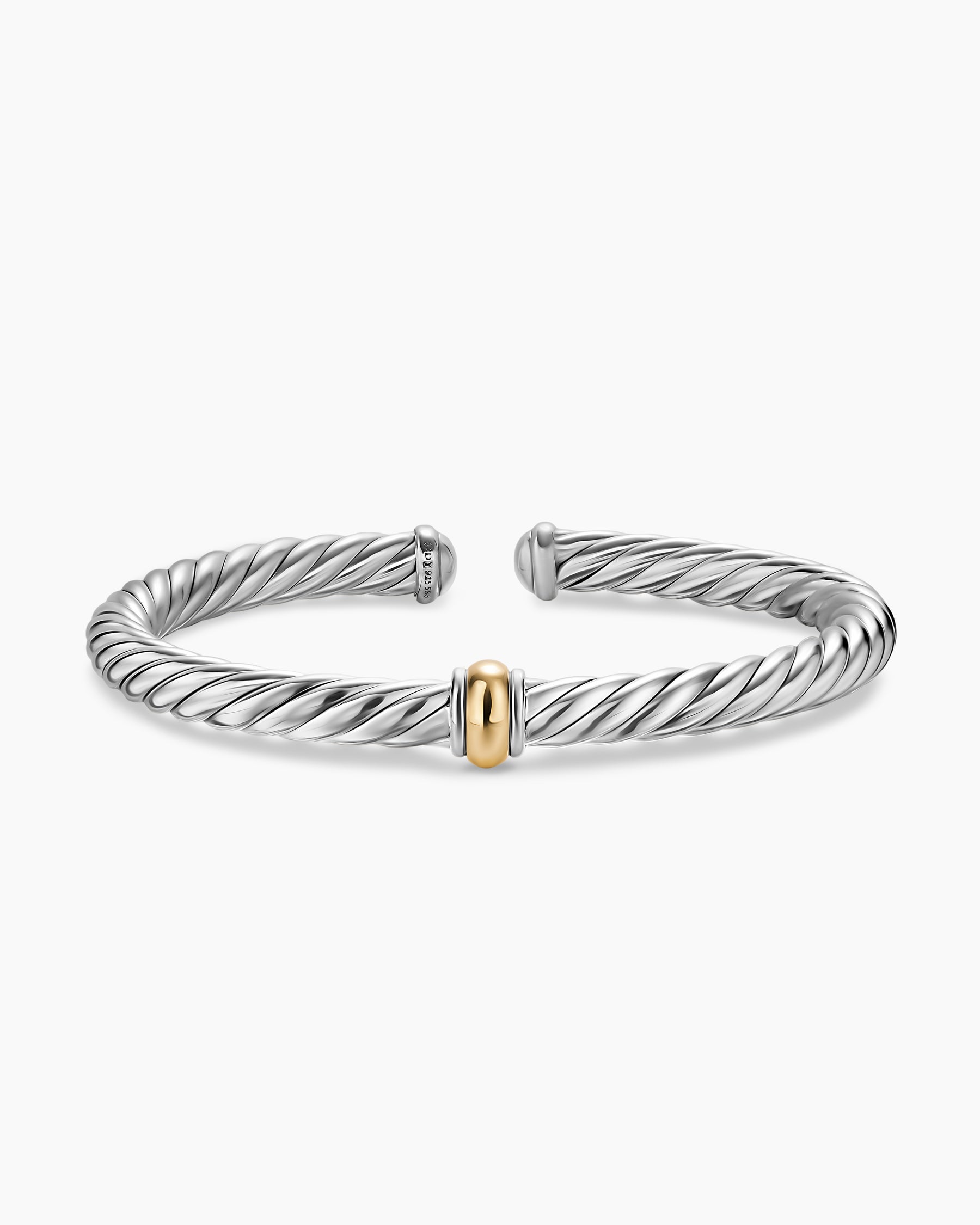 Cable Flex Center Station Bracelet in Sterling Silver with 14K Yellow Gold, 6mm - Image 4