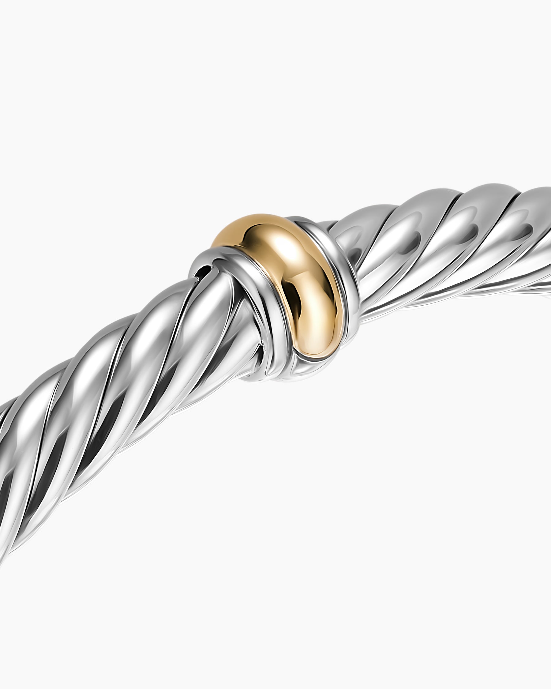 Cable Flex Center Station Bracelet in Sterling Silver with 14K Yellow Gold, 6mm - Image 5