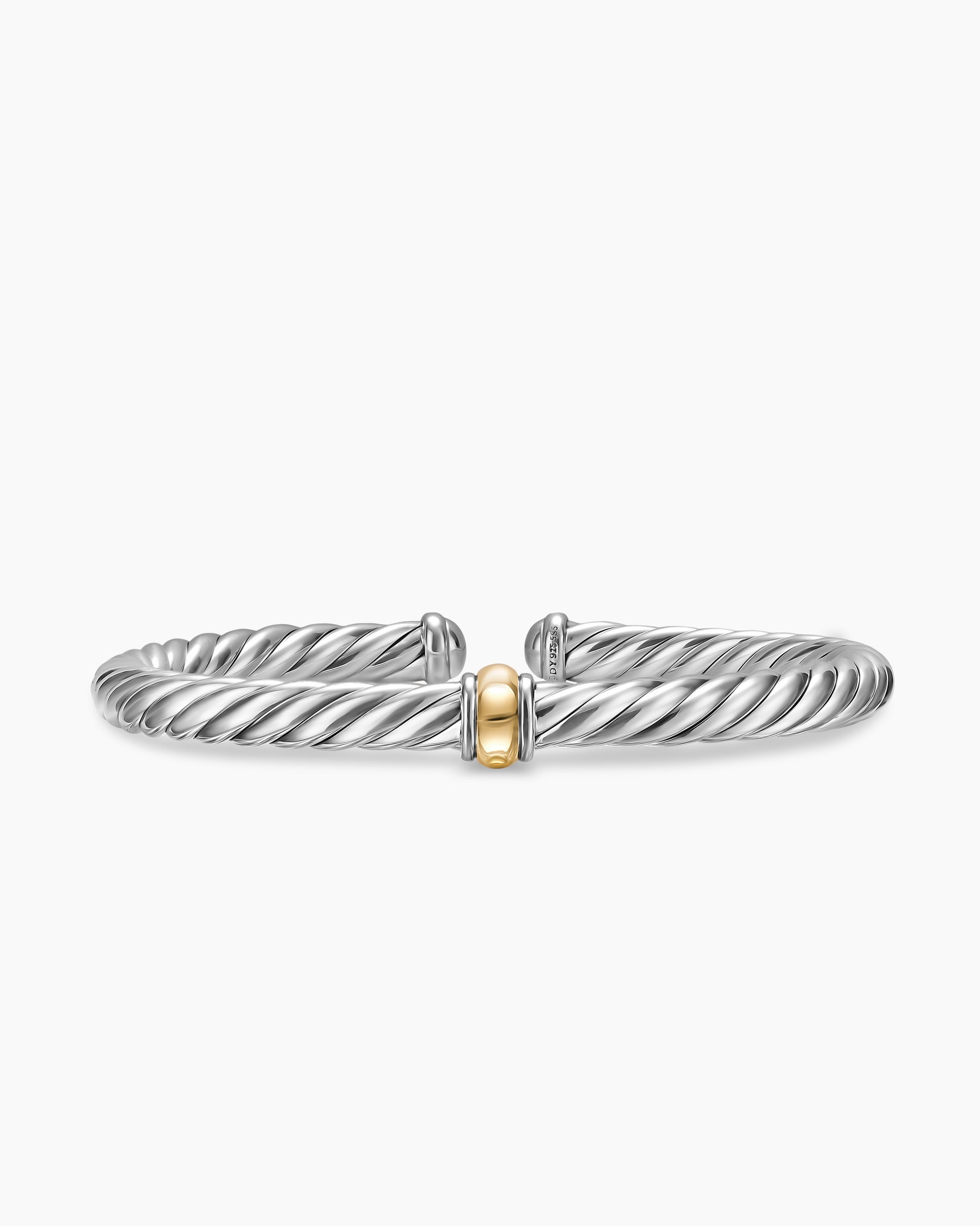 Cable Flex Center Station Bracelet in Sterling Silver with 14K Yellow Gold, 6mm