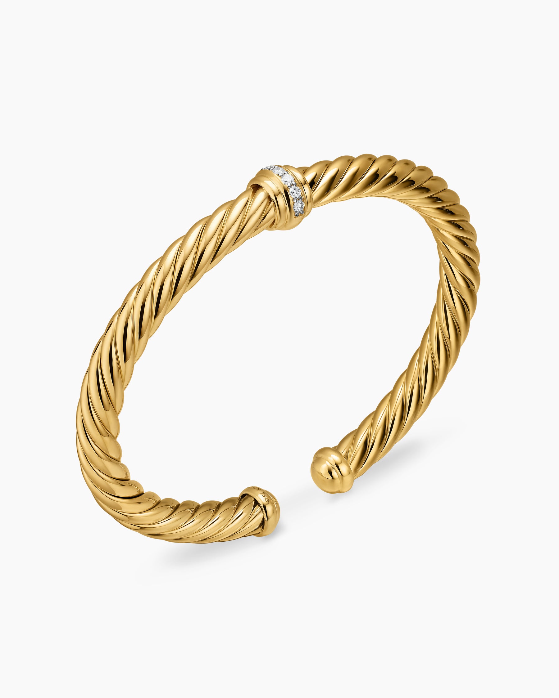 Cablespira Flex Center Station Bracelet in 18K Yellow Gold with Diamonds, 6mm - Image 3