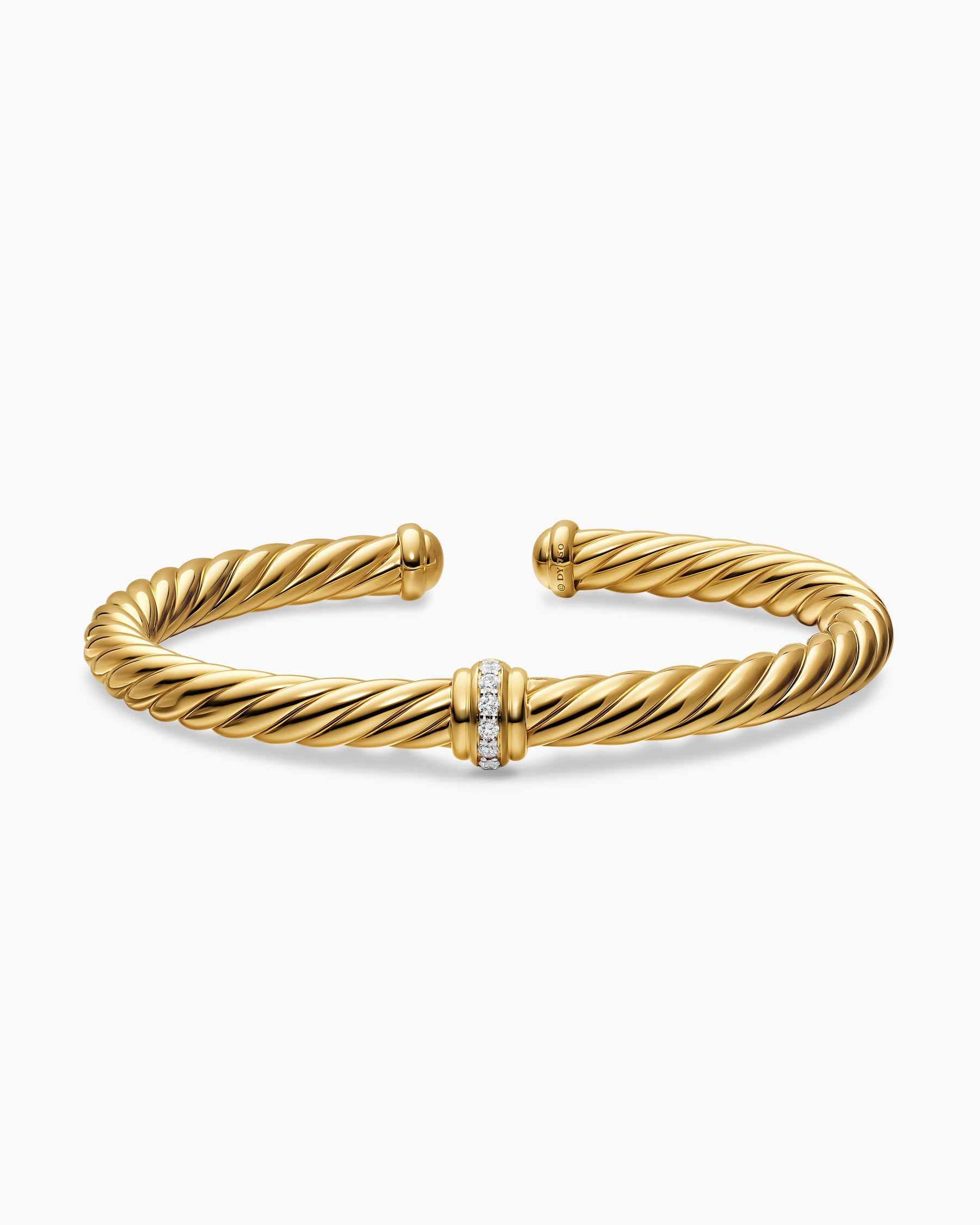 Cablespira Flex Center Station Bracelet in 18K Yellow Gold with Diamonds, 6mm - Image 4