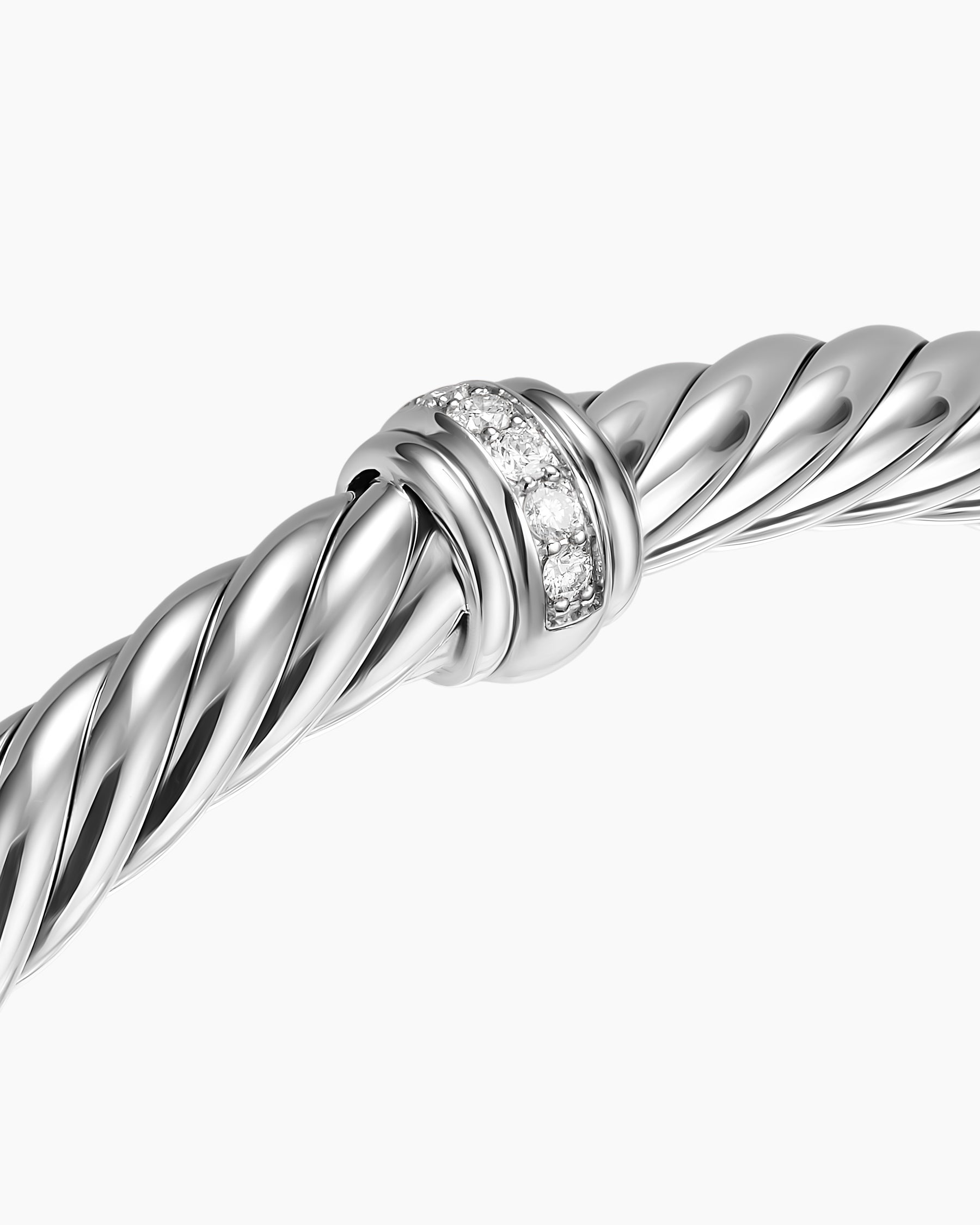 Cable Flex Center Station Bracelet in Sterling Silver with Diamonds, 6mm - Image 5