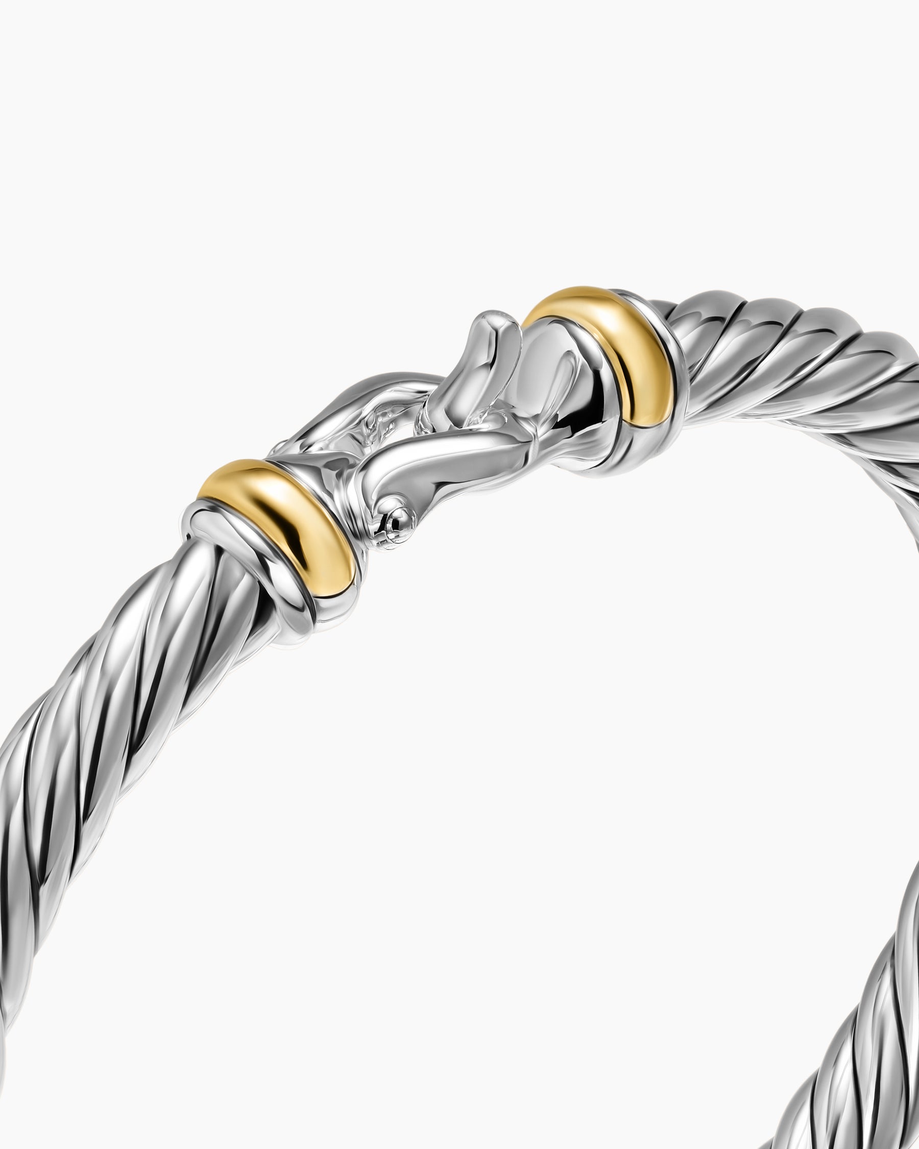 Cable Flex Buckle Bracelet in Sterling Silver with 14K Yellow Gold, 6mm - Image 5