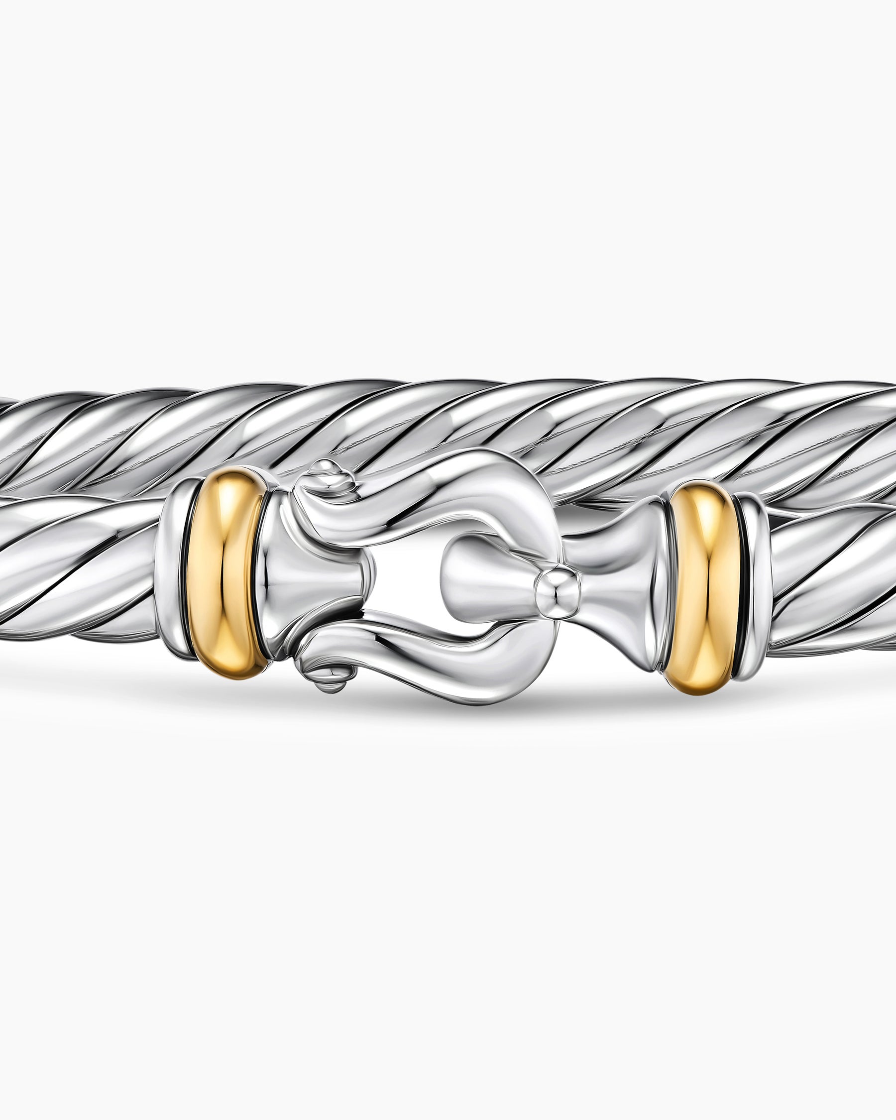Cable Flex Buckle Bracelet in Sterling Silver with 14K Yellow Gold, 6mm - Image 6