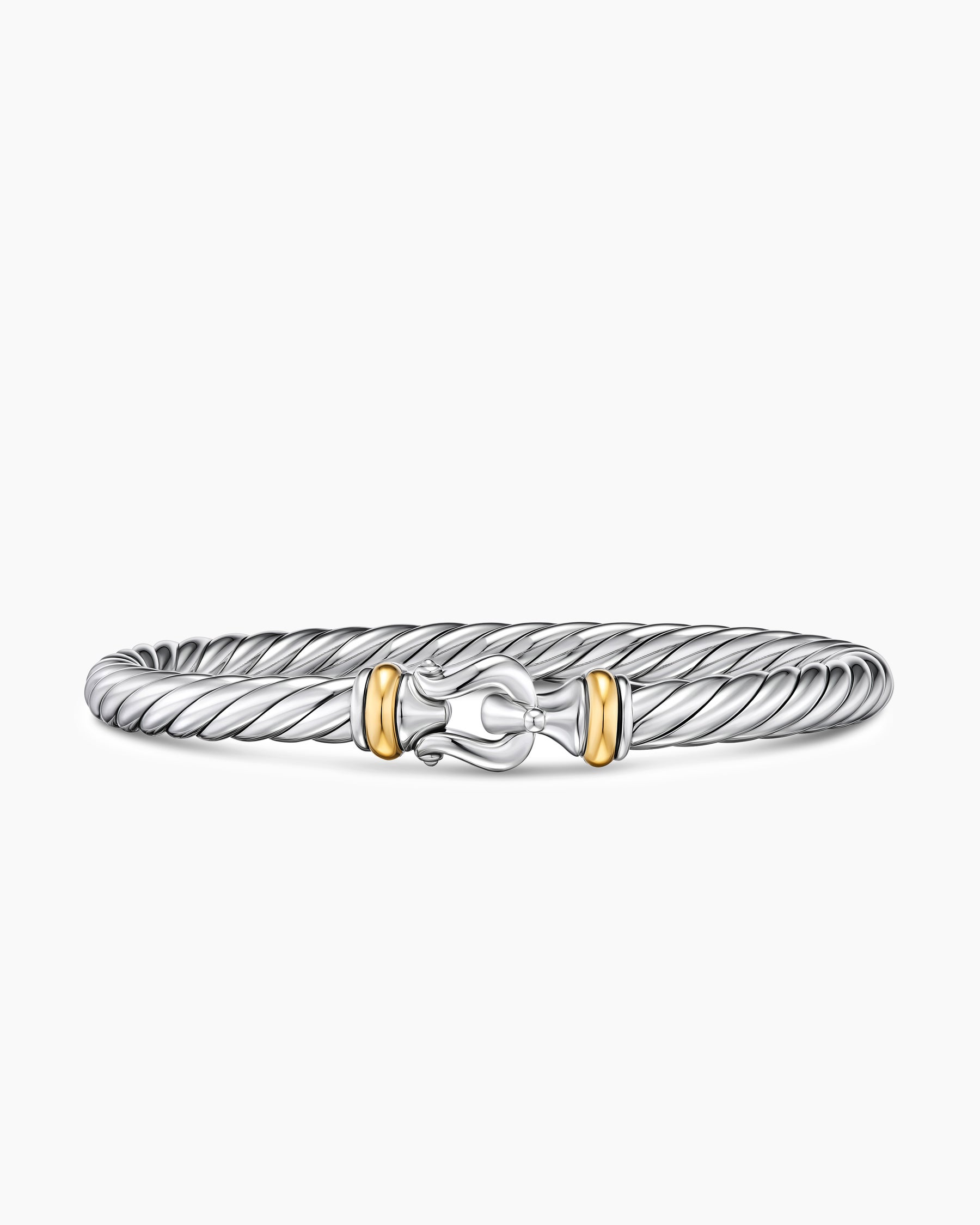 Cable Flex Buckle Bracelet in Sterling Silver with 14K Yellow Gold, 6mm