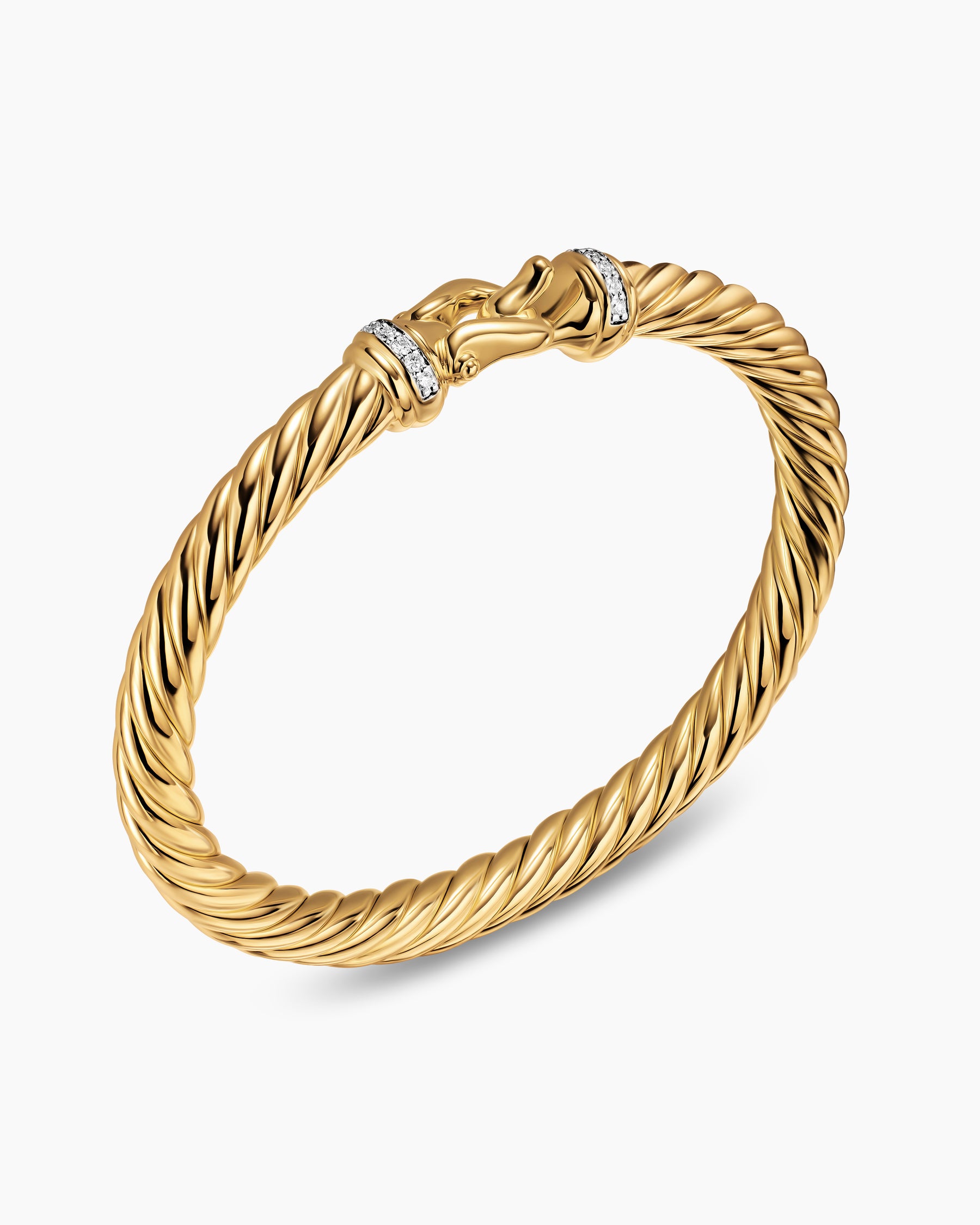 Cablespira Buckle Bracelet in 18K Yellow Gold with Diamonds, 6mm - Image 3