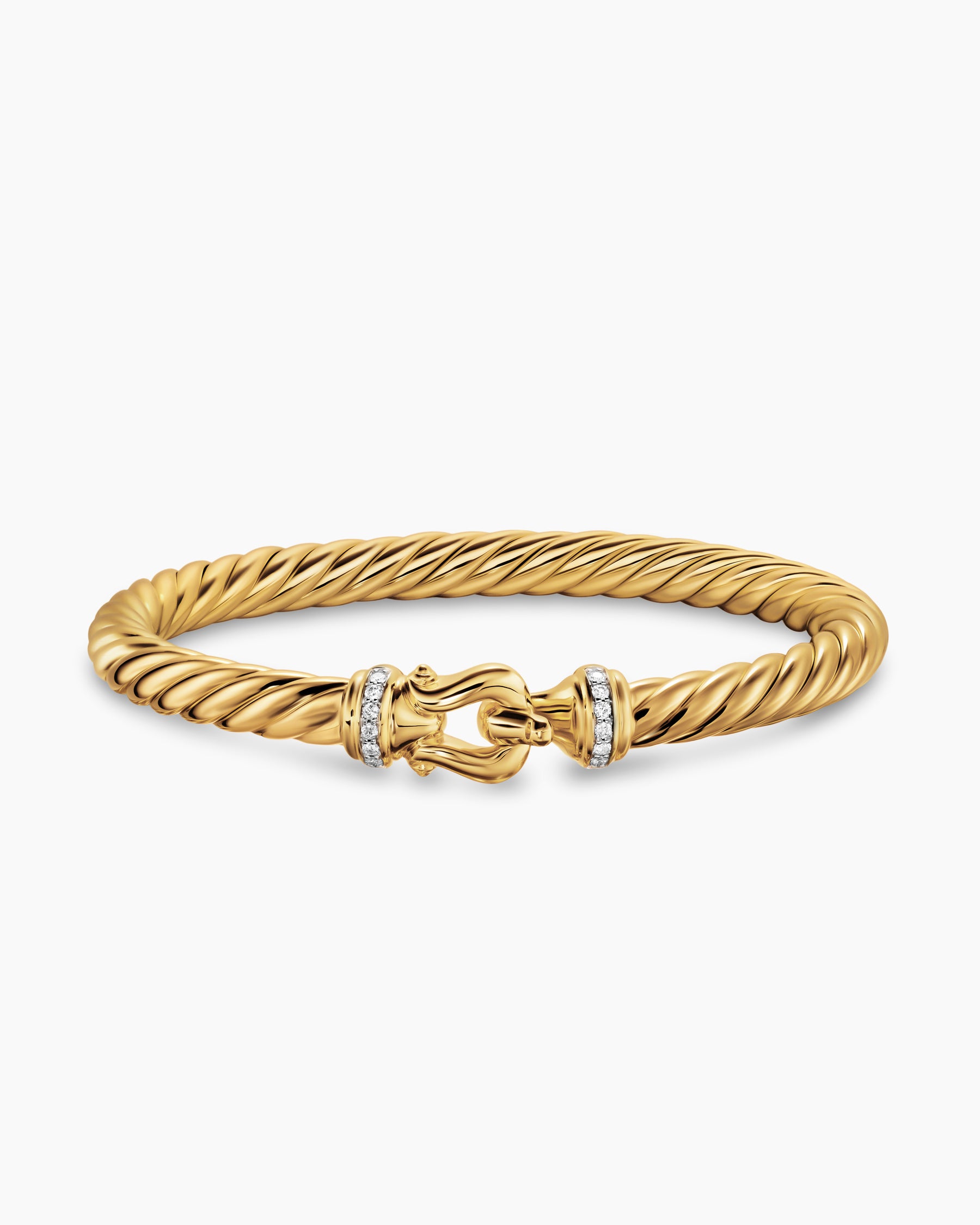 Cablespira Buckle Bracelet in 18K Yellow Gold with Diamonds, 6mm - Image 4