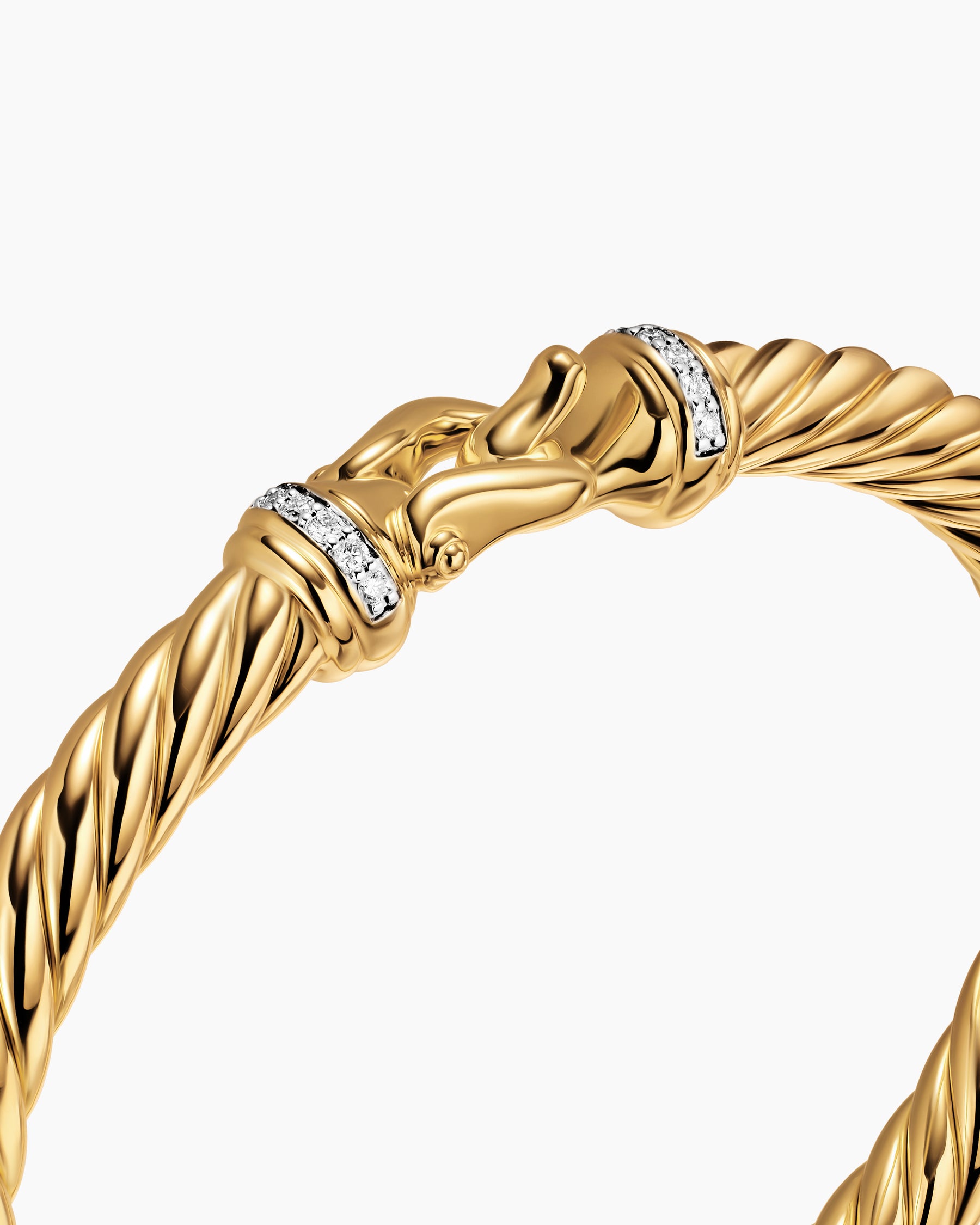Cablespira Buckle Bracelet in 18K Yellow Gold with Diamonds, 6mm - Image 5