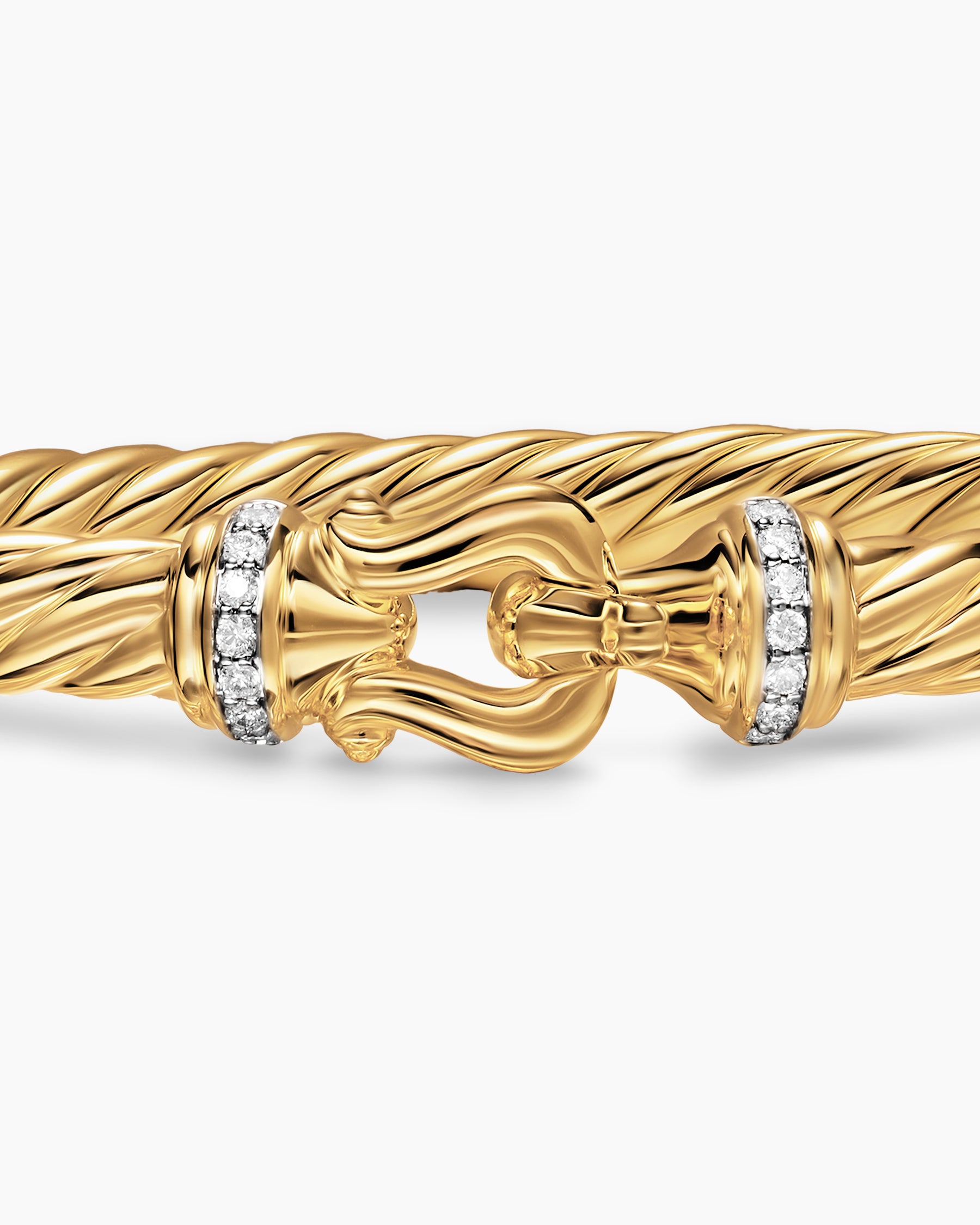 Cablespira Buckle Bracelet in 18K Yellow Gold with Diamonds, 6mm - Image 6