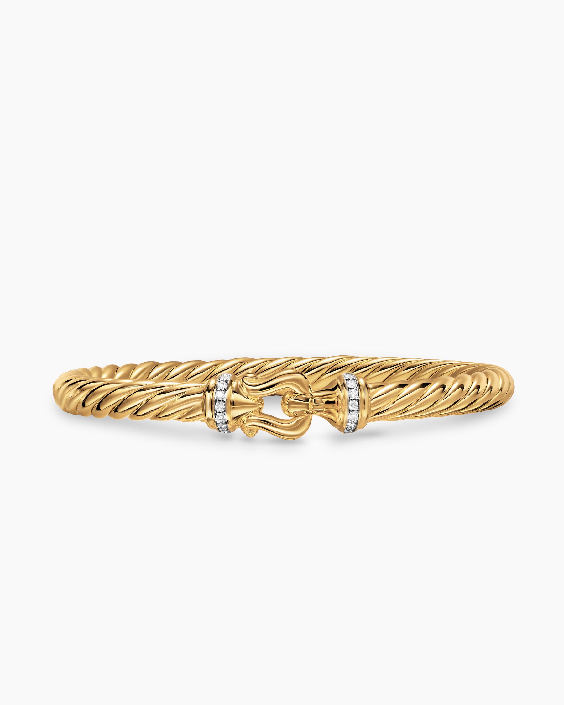 Cablespira Buckle Bracelet in 18K Yellow Gold with Diamonds, 6mm
