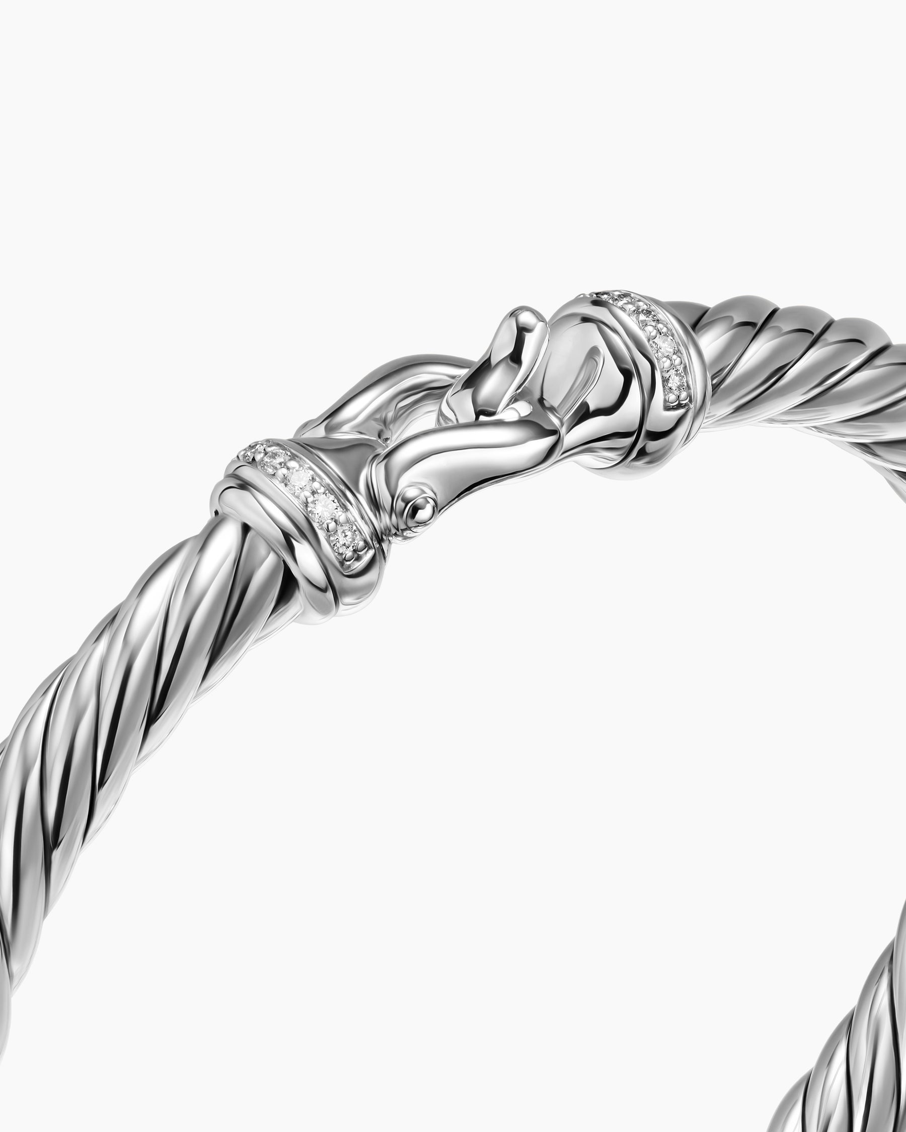 Cable Flex Buckle Bracelet in Sterling Silver with Diamonds, 6mm - Image 5