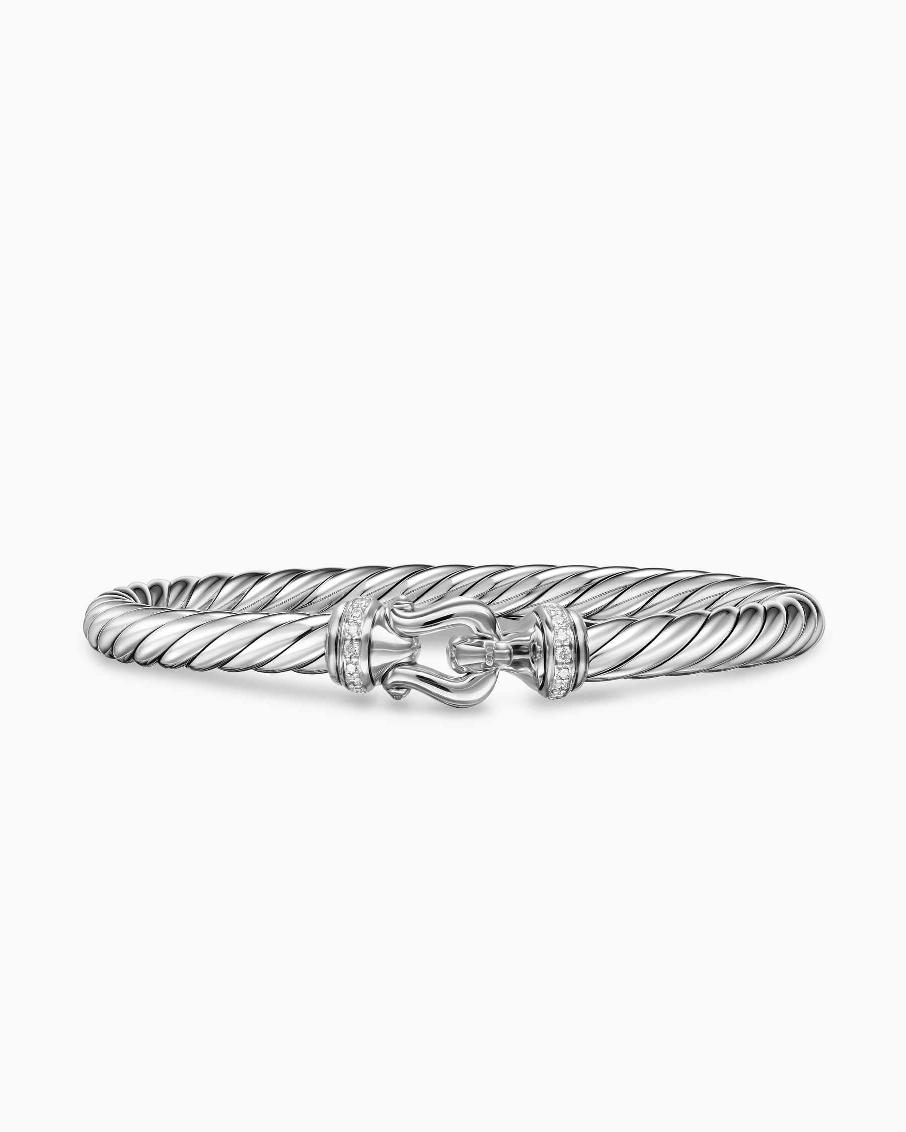 Cable Flex Buckle Bracelet in Sterling Silver with Diamonds, 6mm