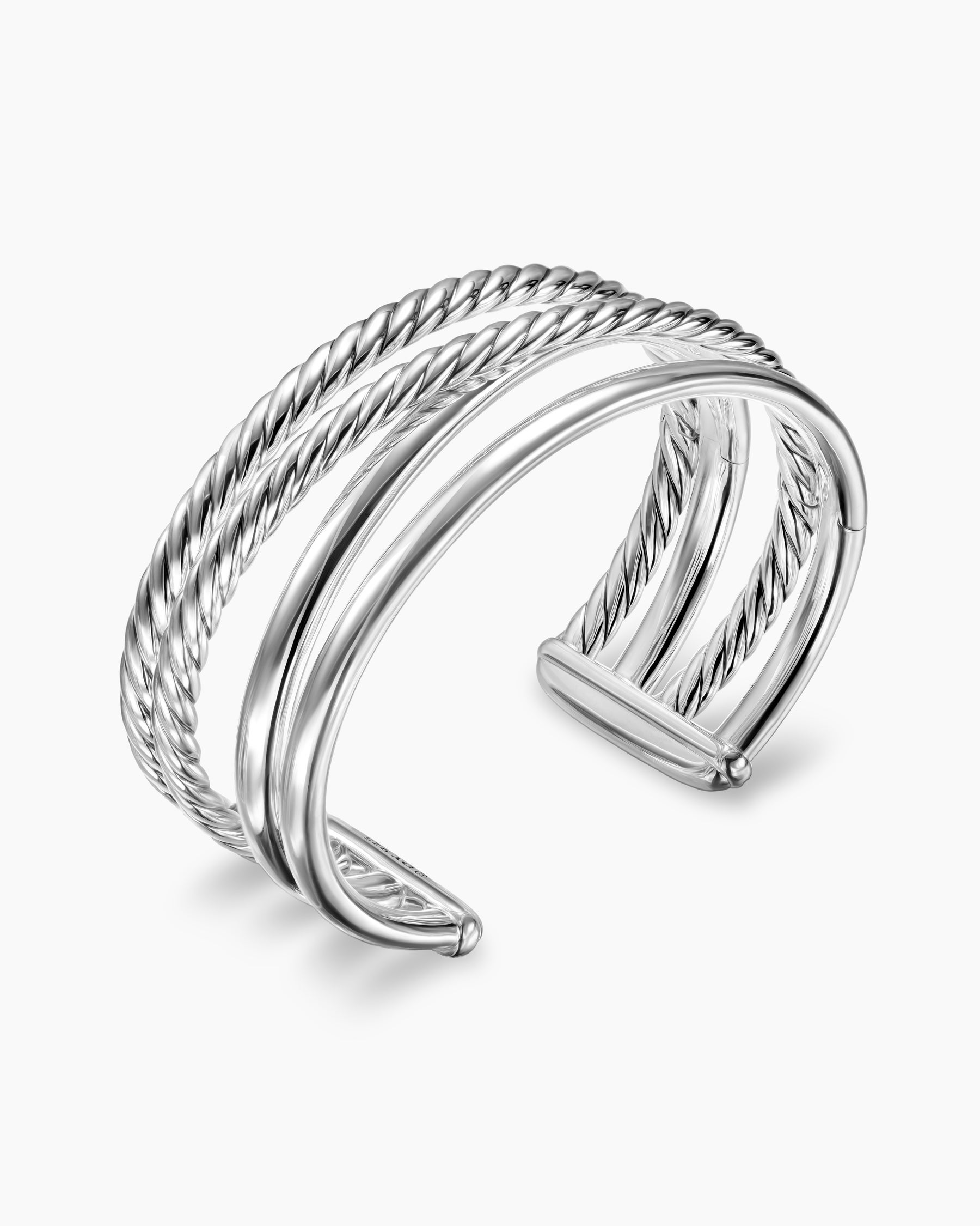 Bold Crossover Multi Row Cuff Bracelet in Sterling Silver, 24.4mm - Image 3