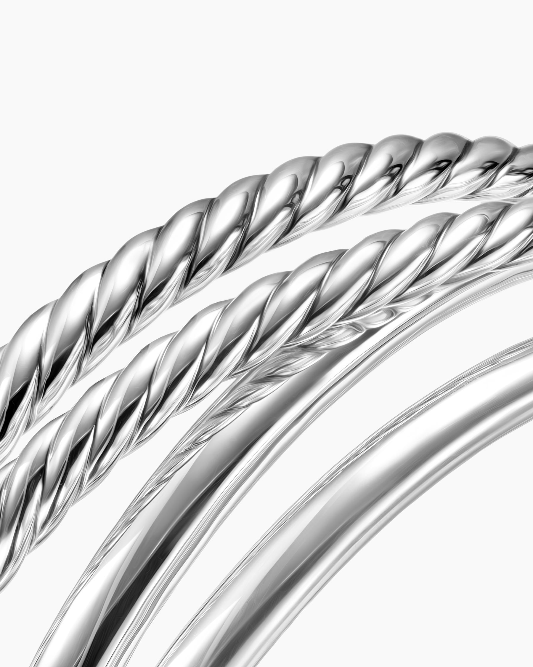 Bold Crossover Multi Row Cuff Bracelet in Sterling Silver, 24.4mm - Image 5
