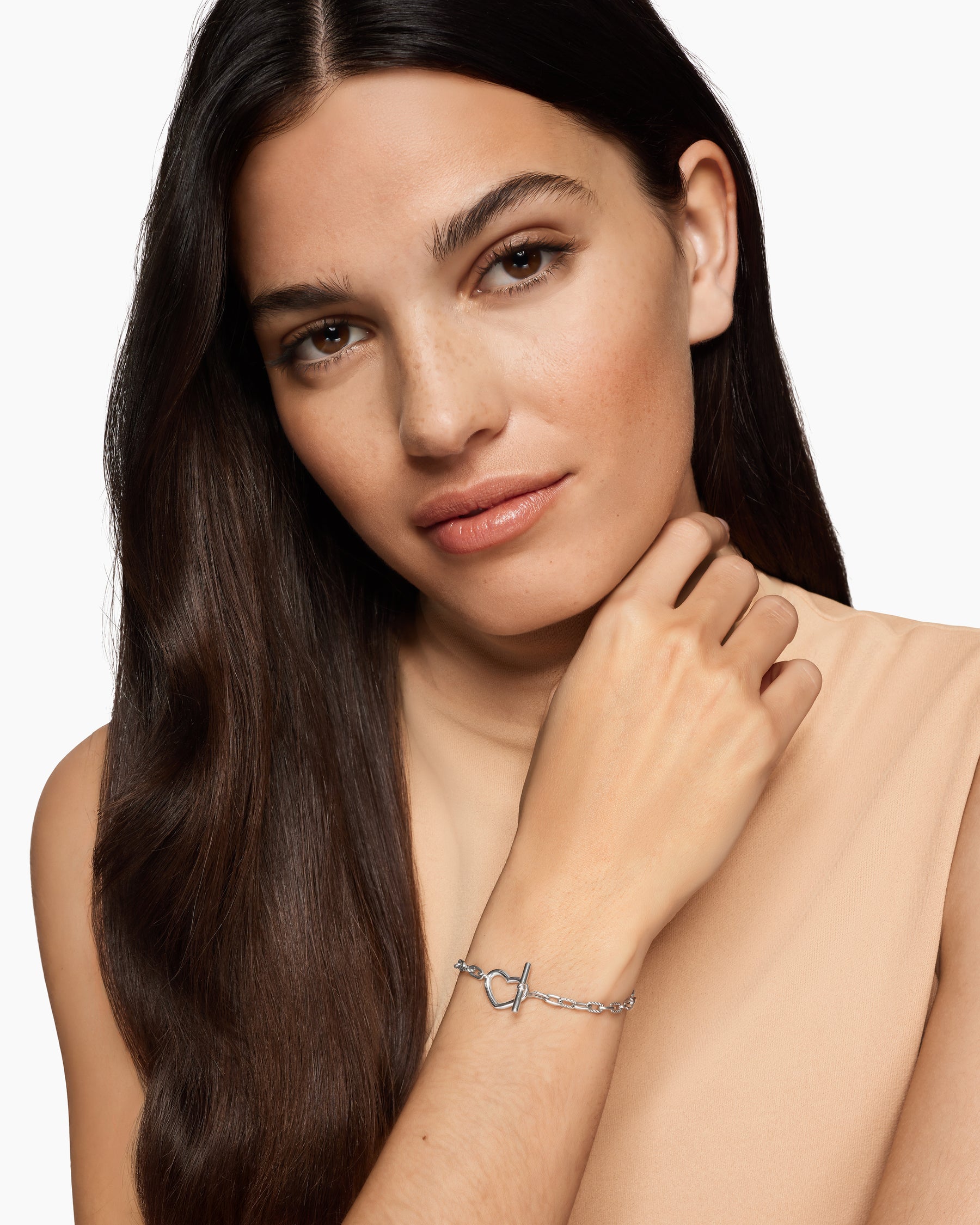 Alternative view of DY Madison Heart Toggle Chain Bracelet in Sterling Silver, 3mm