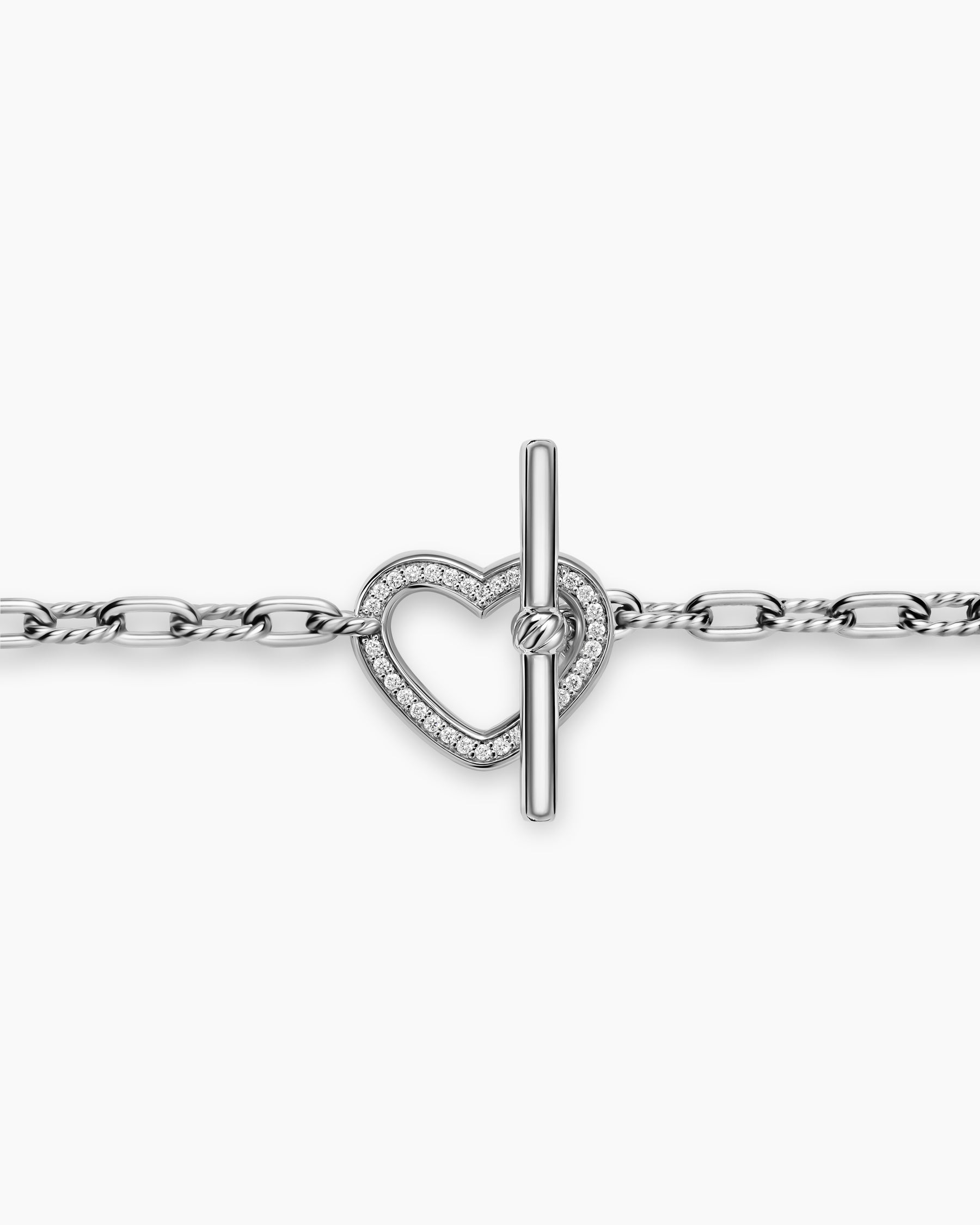 DY Madison Heart Toggle Chain Bracelet in Sterling Silver with Diamonds, 3mm - Image 5