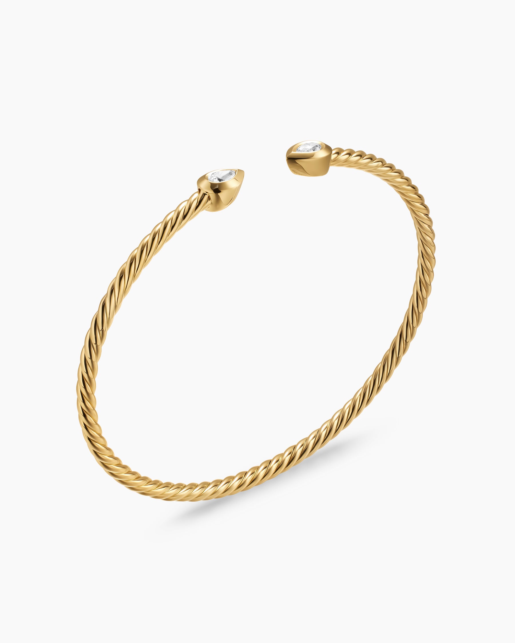 Micro Cablespira Flex Pear Bracelet in 18K Yellow Gold with Diamonds, 2.6mm - Image 3