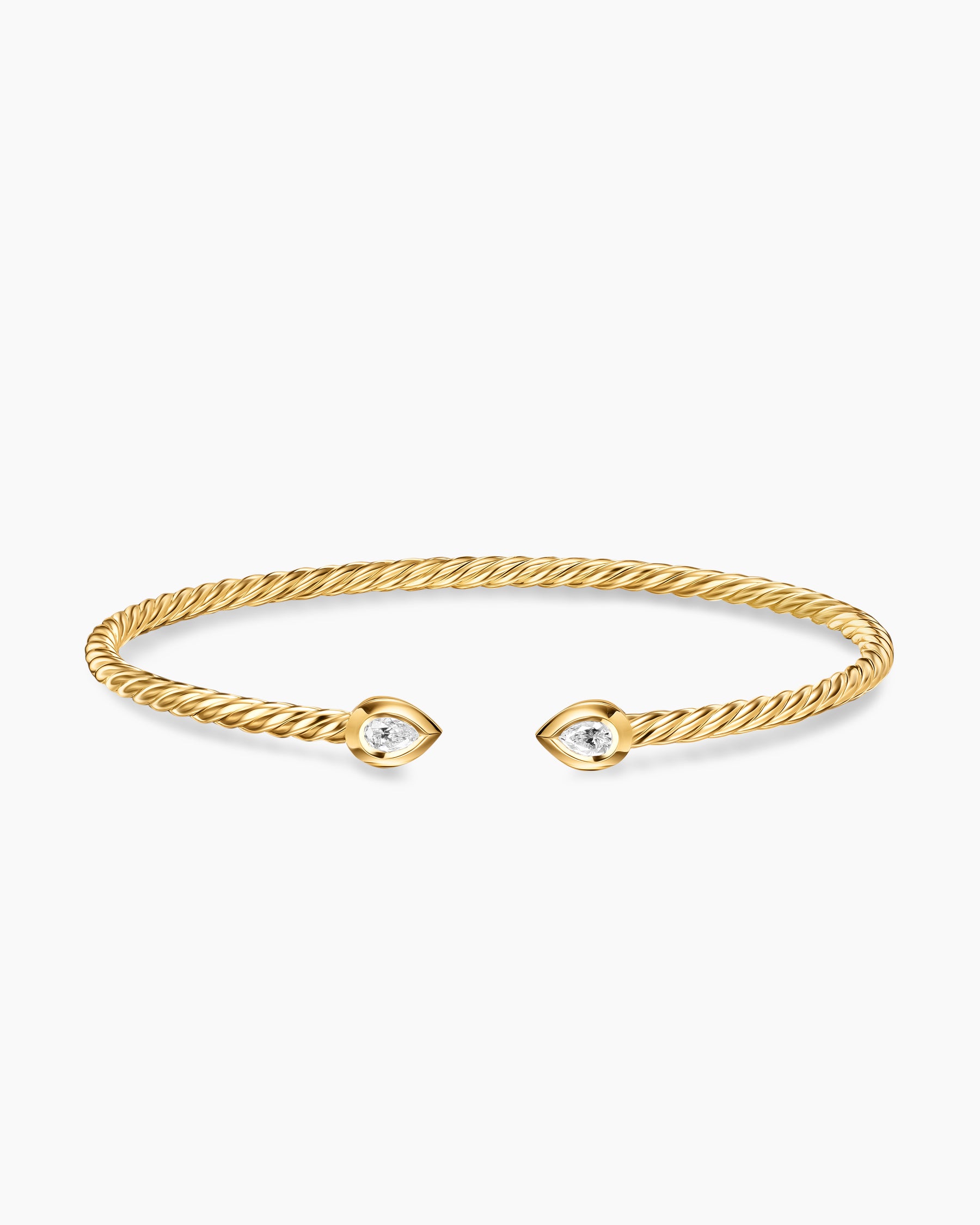 Micro Cablespira Flex Pear Bracelet in 18K Yellow Gold with Diamonds, 2.6mm - Image 4