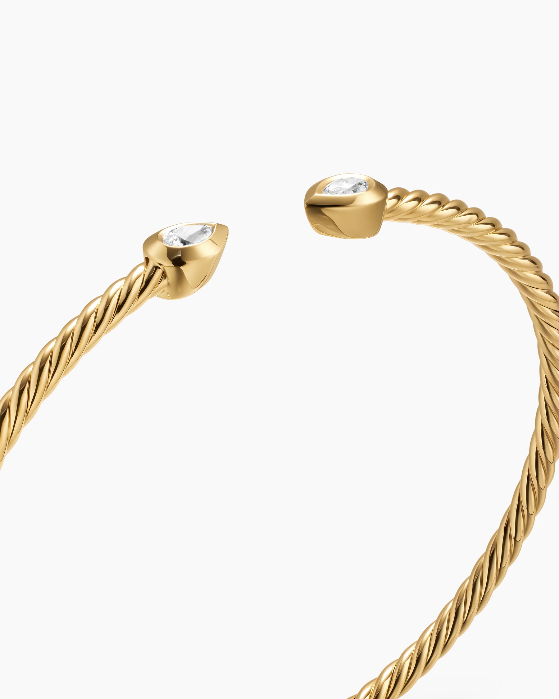 Micro Cablespira Flex Pear Bracelet in 18K Yellow Gold with Diamonds, 2.6mm - Image 5