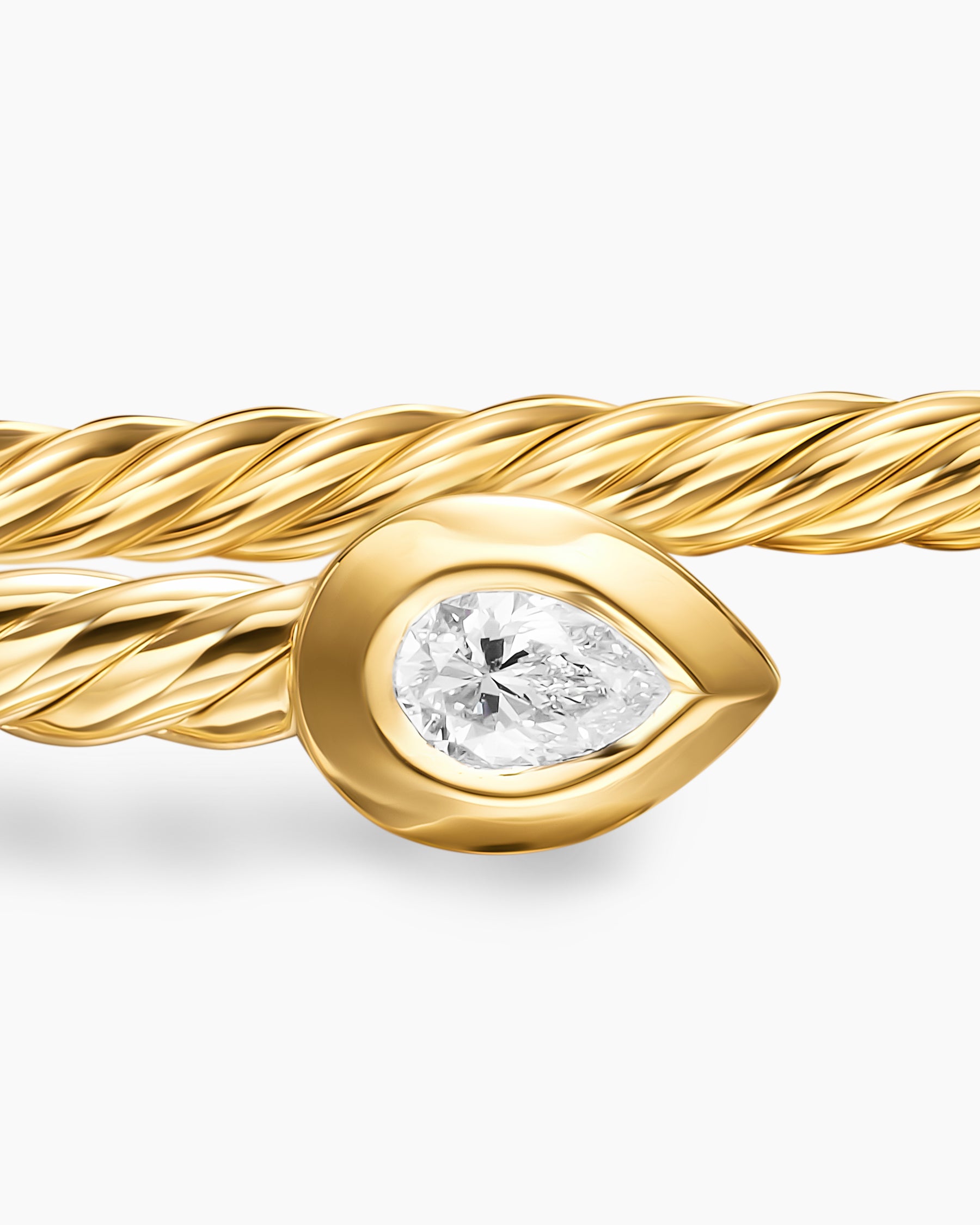 Micro Cablespira Flex Pear Bracelet in 18K Yellow Gold with Diamonds, 2.6mm - Image 6