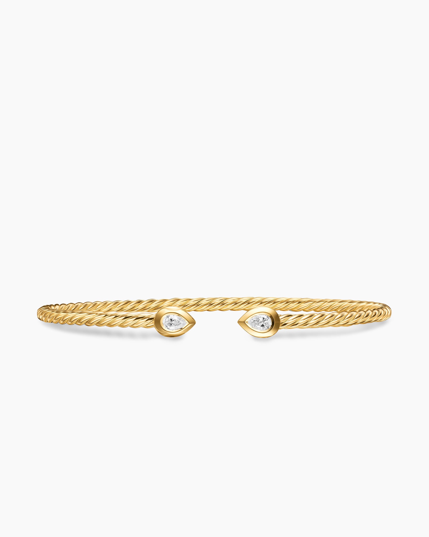 Micro Cablespira Flex Pear Bracelet in 18K Yellow Gold with Diamonds, 2.6mm