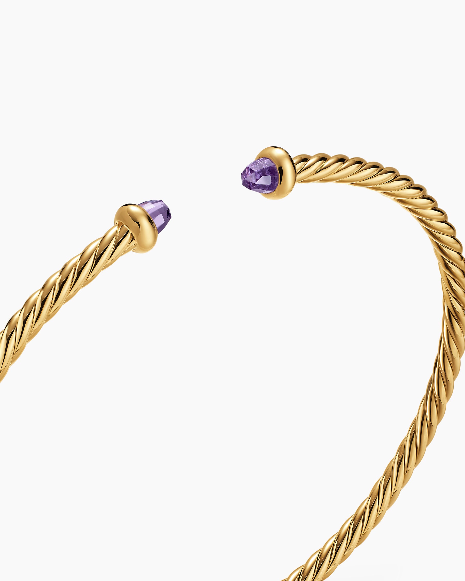 Micro Cablespira Flex Bracelet in 18K Yellow Gold with Amethyst, 2.6mm - Image 5