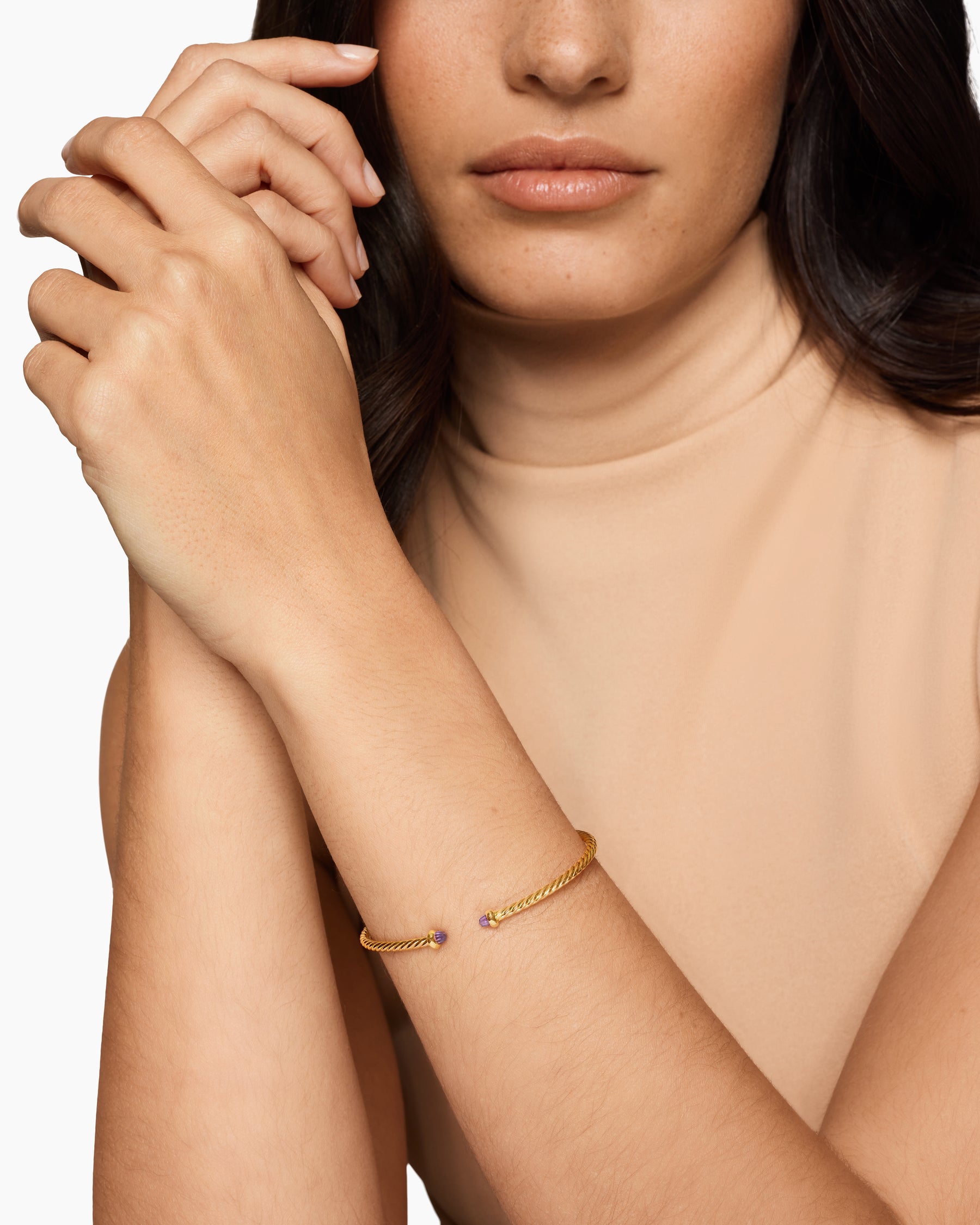 Alternative view of Micro Cablespira Flex Bracelet in 18K Yellow Gold with Amethyst, 2.6mm