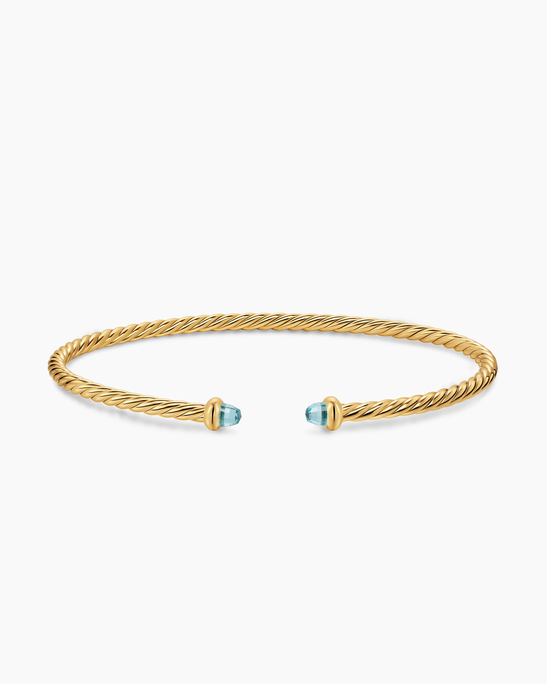 Micro Cablespira Flex Bracelet in 18K Yellow Gold with Aquamarine, 2.6mm - Image 4