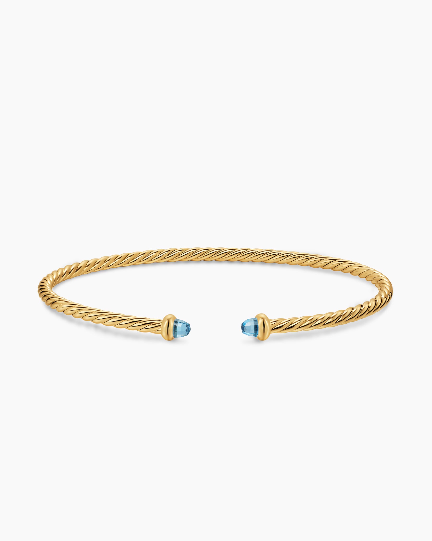 Micro Cablespira Flex Bracelet in 18K Yellow Gold with Blue Topaz, 2.6mm - Image 4