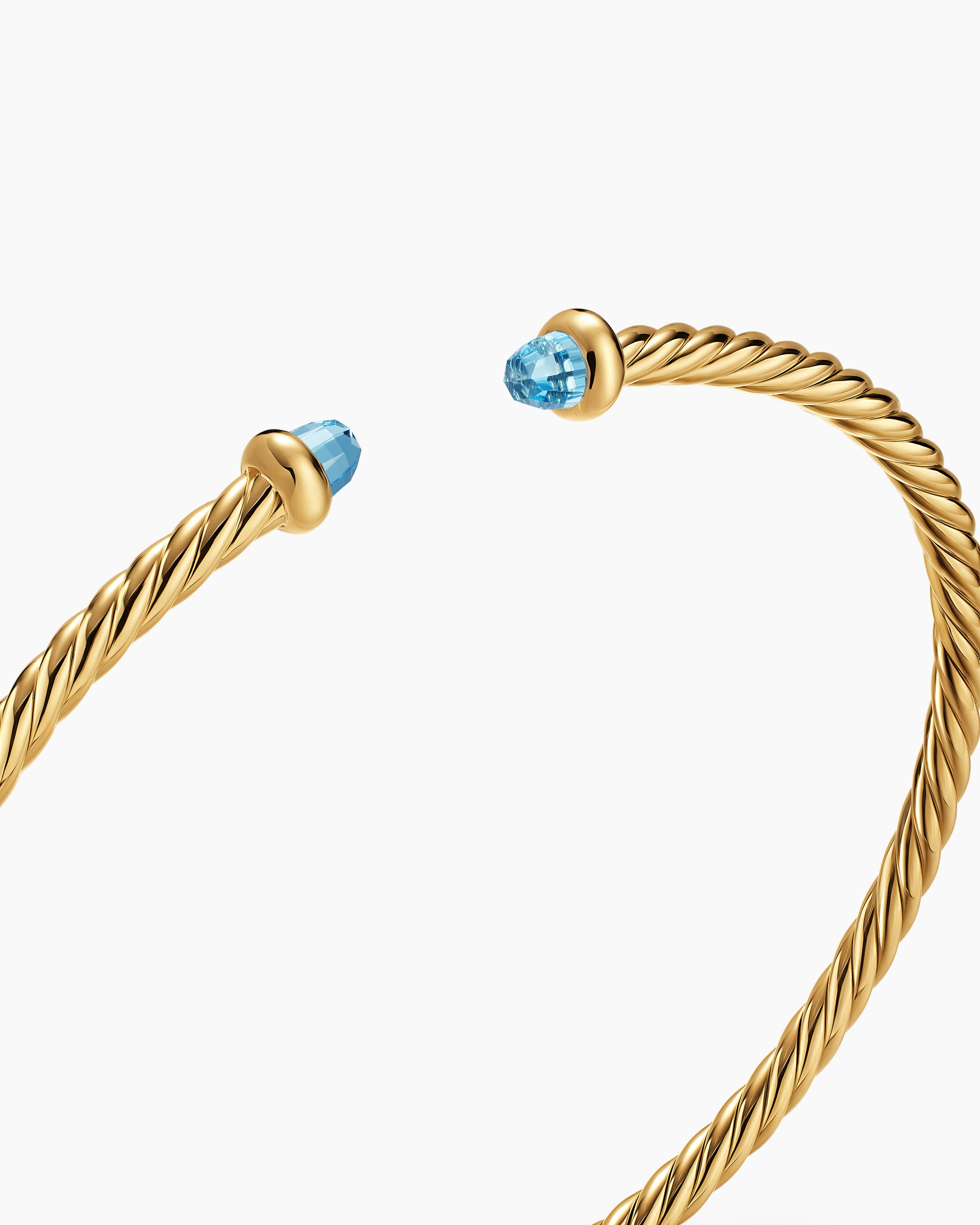 Micro Cablespira Flex Bracelet in 18K Yellow Gold with Blue Topaz, 2.6mm - Image 5