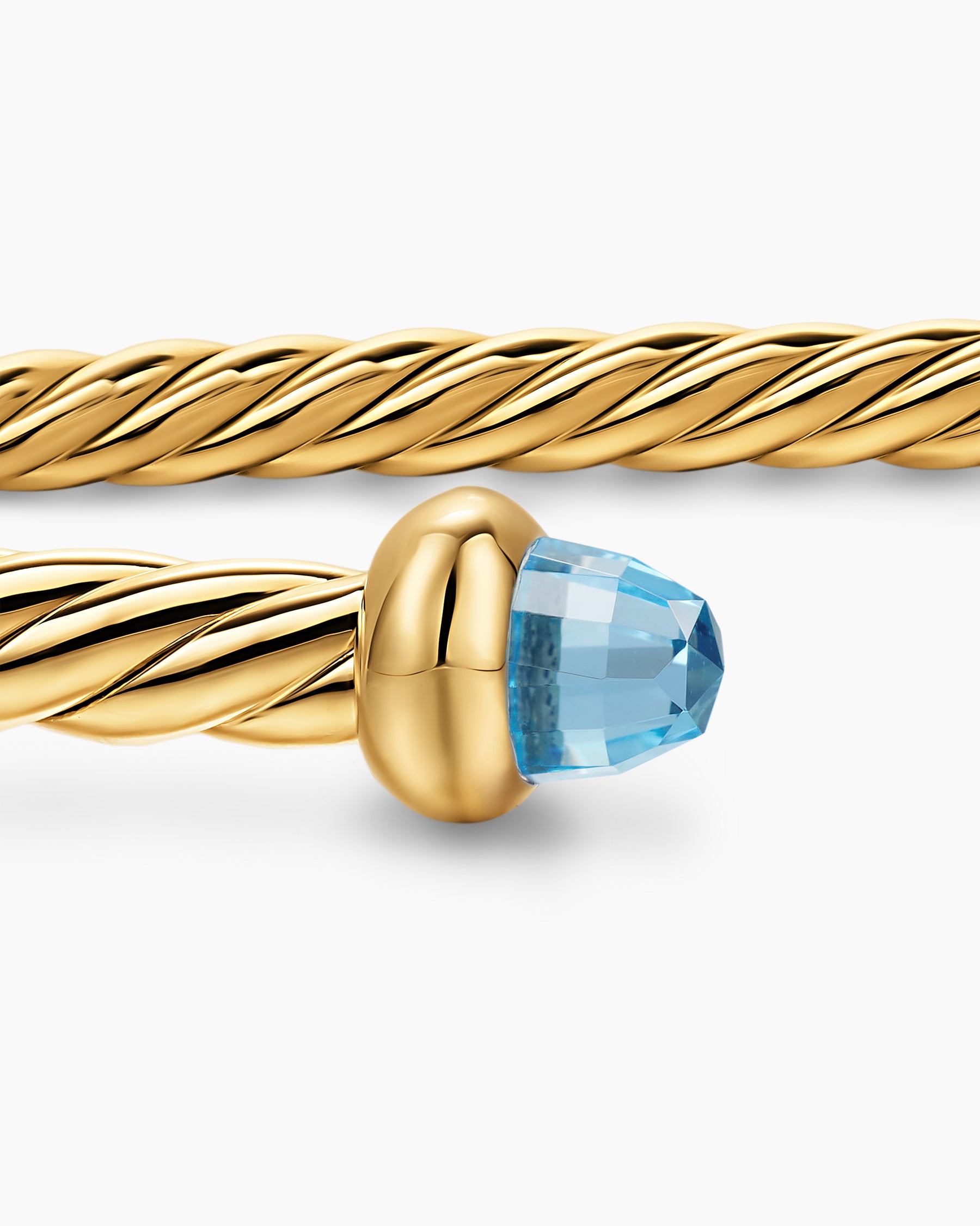 Micro Cablespira Flex Bracelet in 18K Yellow Gold with Blue Topaz, 2.6mm - Image 6